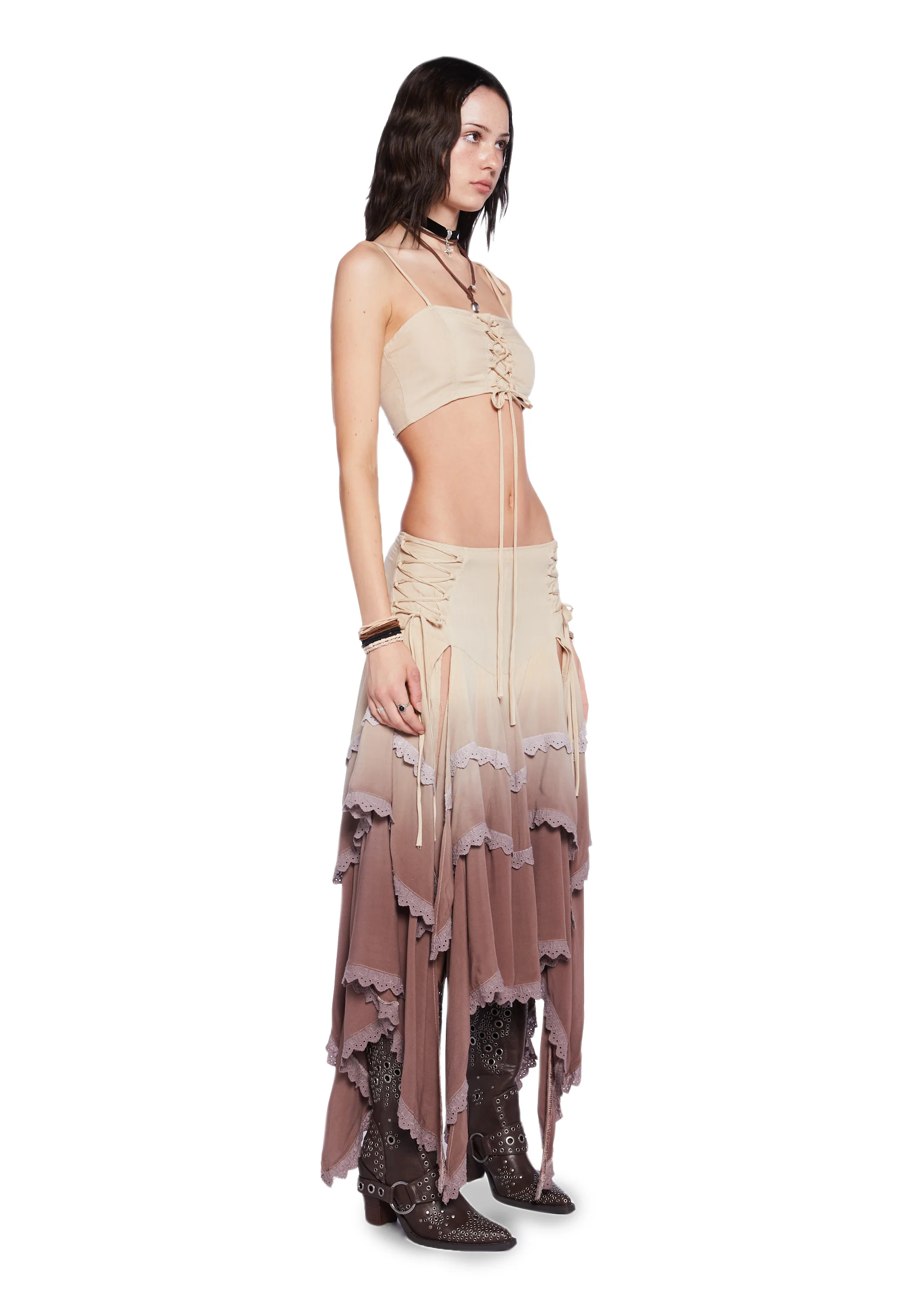 Sahara Wildflower Maxi Skirt Set - Brown - Image 3