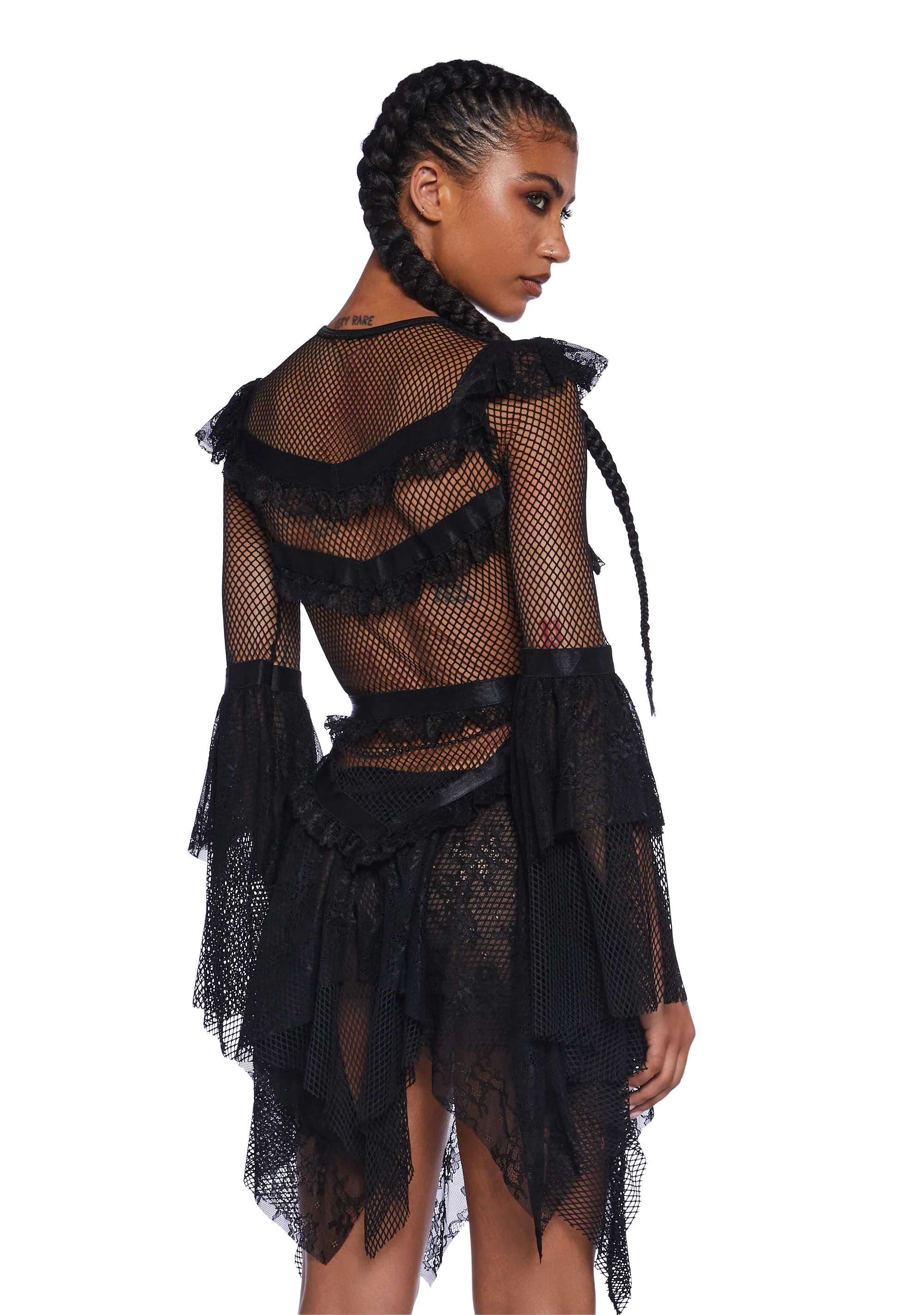 Saints & Sinners Fishnet Mini Dress - Black - Image 5