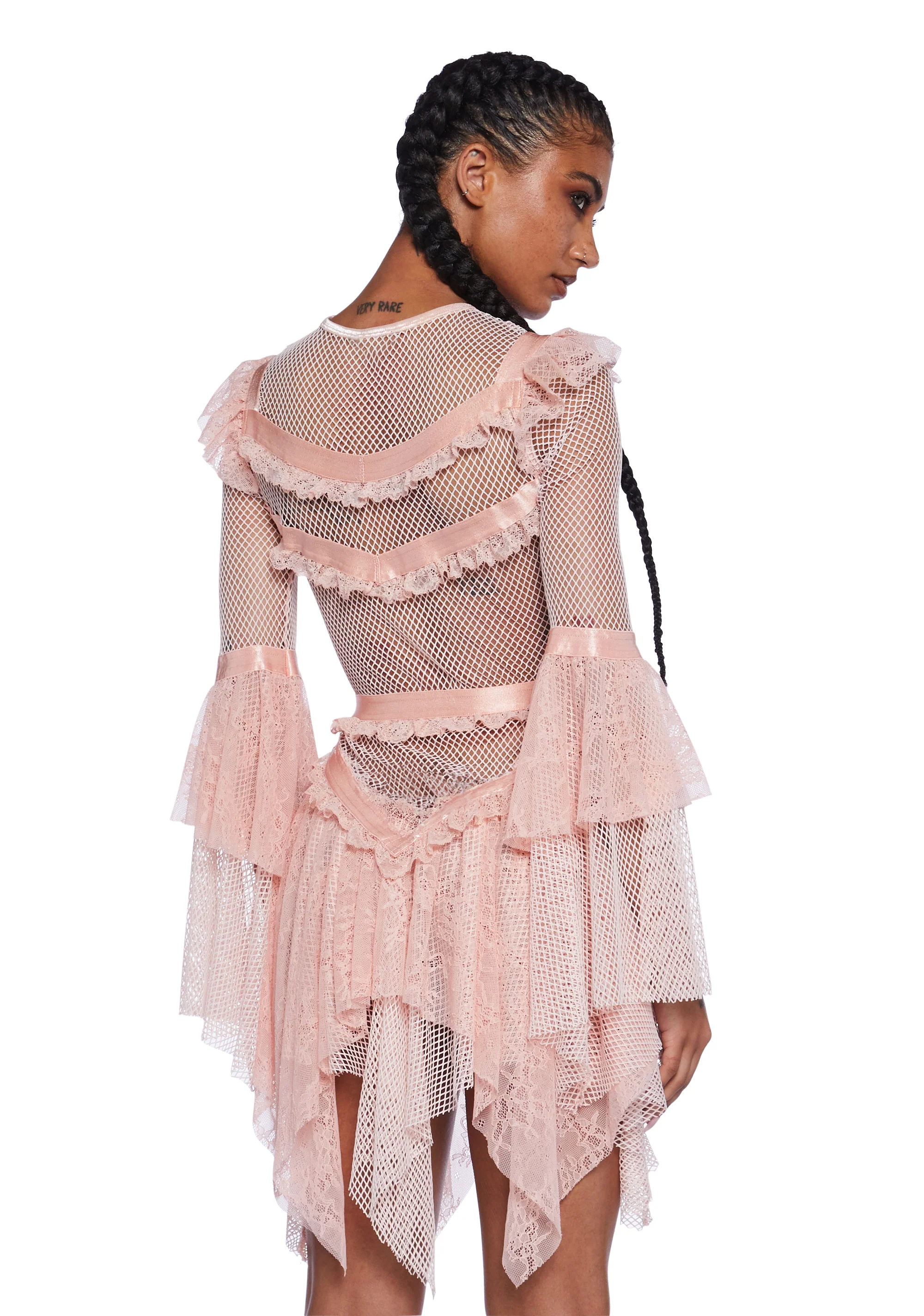 Saints & Sinners Fishnet Mini Dress - Pink - Image 4