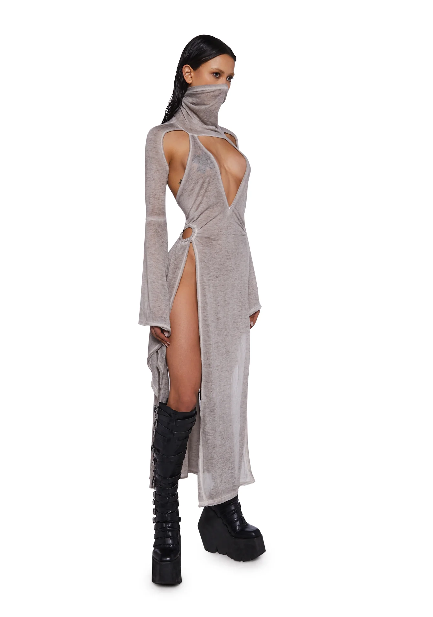 Frequency Bell Sleeve Maxi Dress - Sand - Image 2