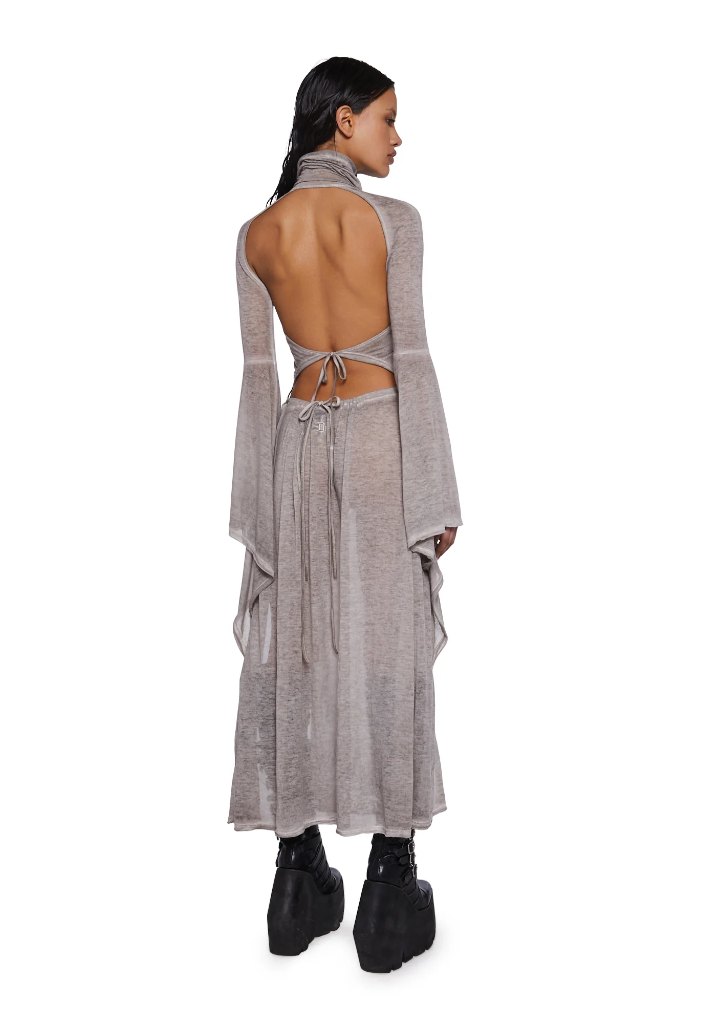 Frequency Bell Sleeve Maxi Dress - Sand - Image 3