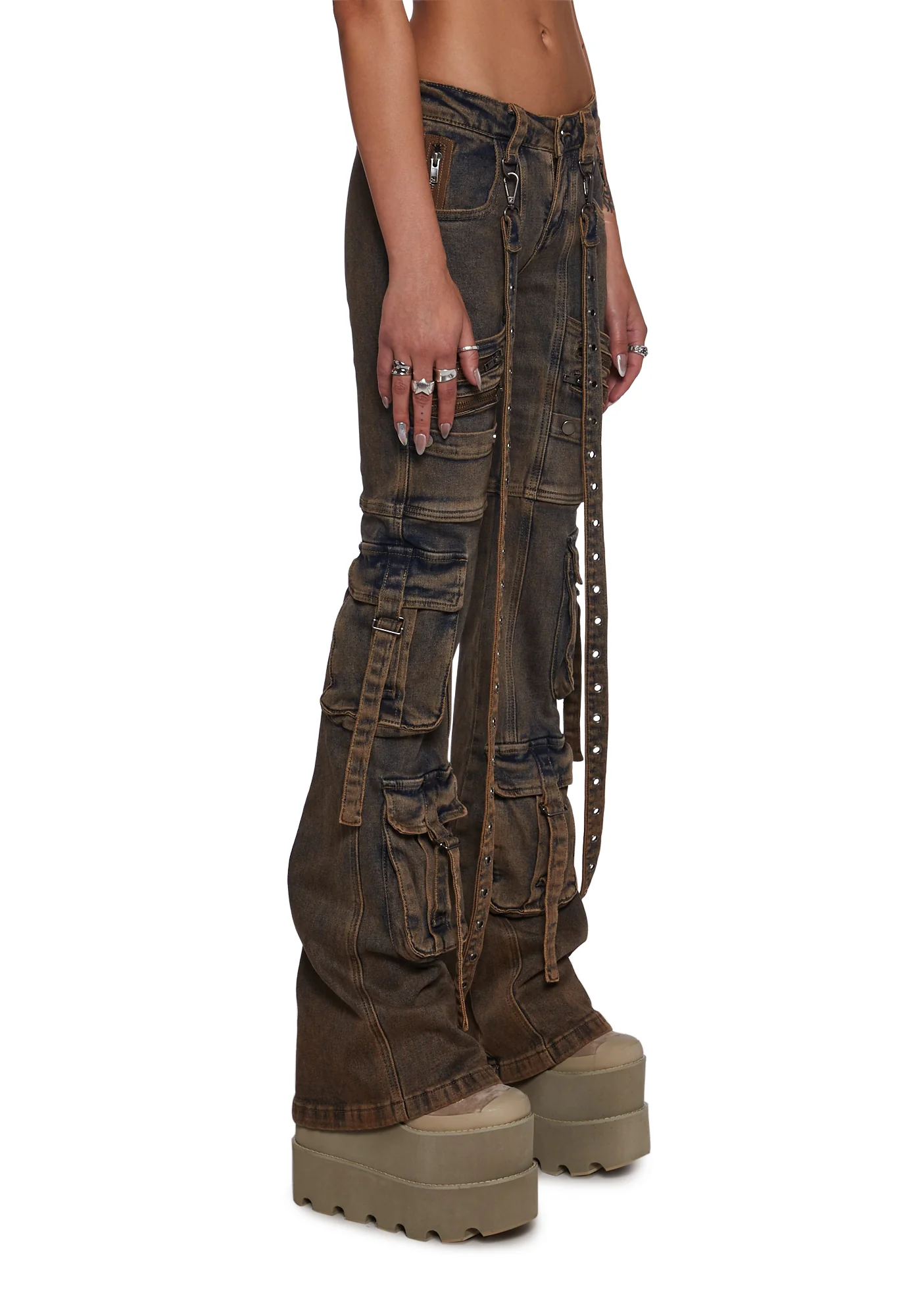 Frequency Strappy Cargo Jeans - Image 3