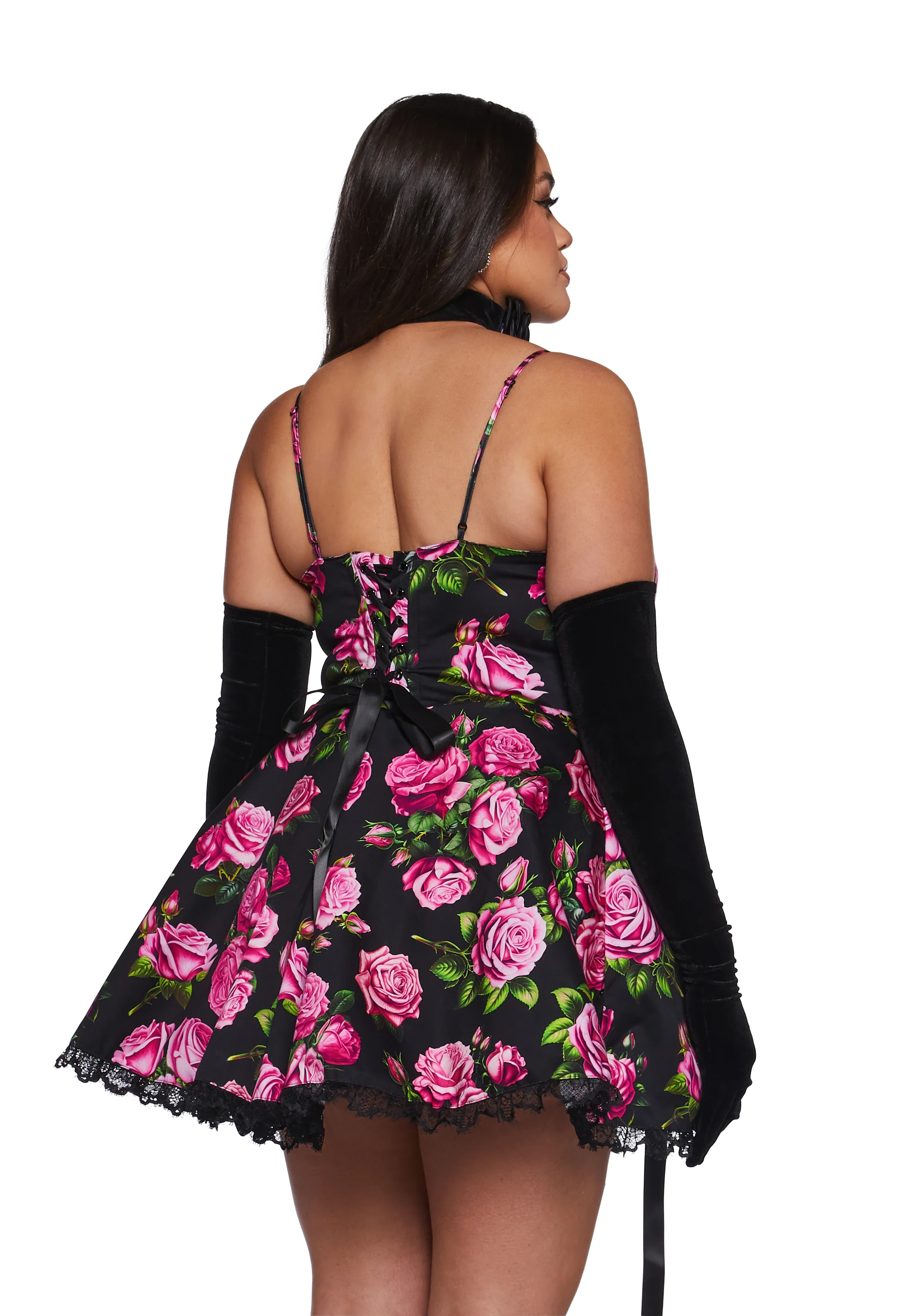 Scandal Sheet Mini Dress - Black Floral - Image 10