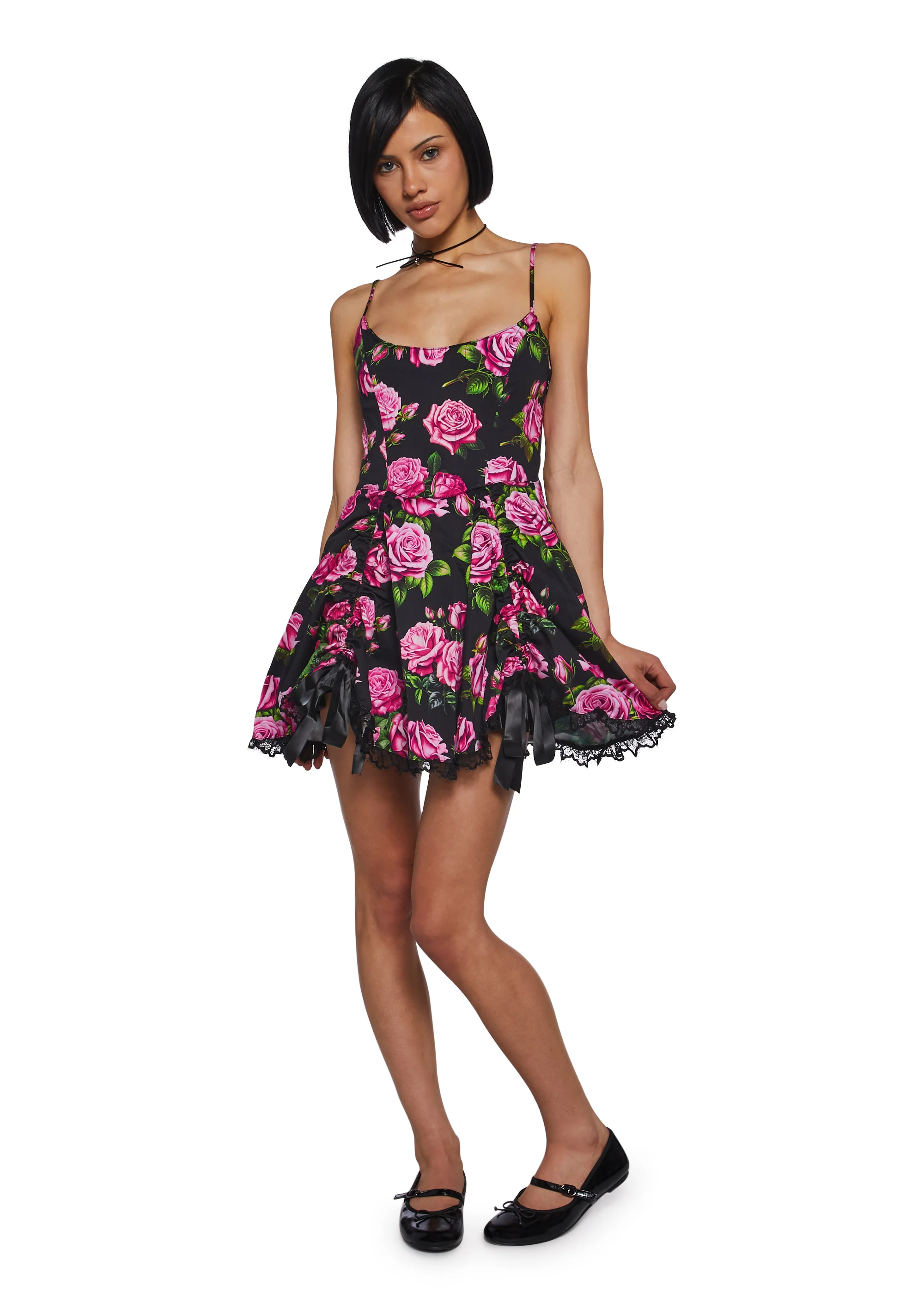 Scandal Sheet Mini Dress - Black Floral - Image 2