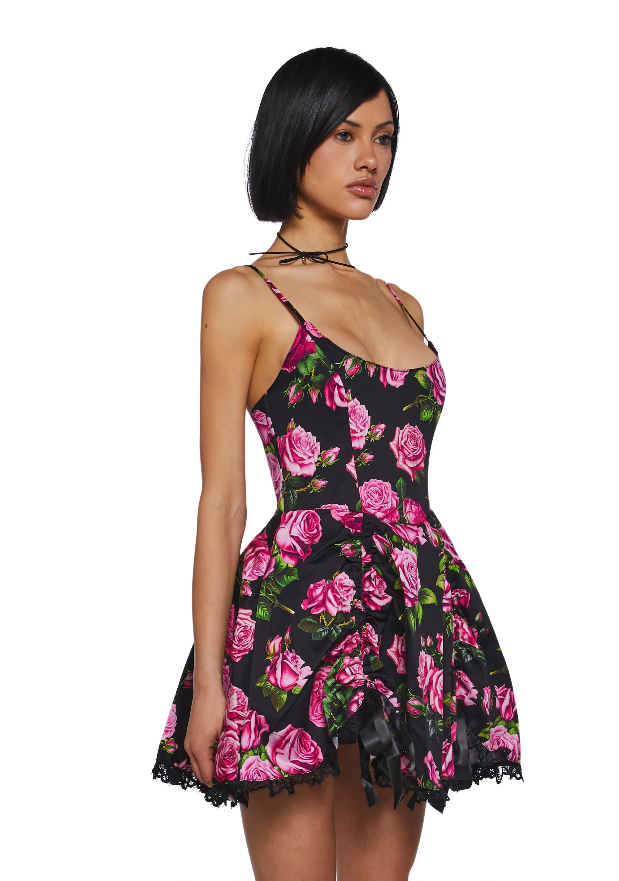 Scandal Sheet Mini Dress - Black Floral - Image 3