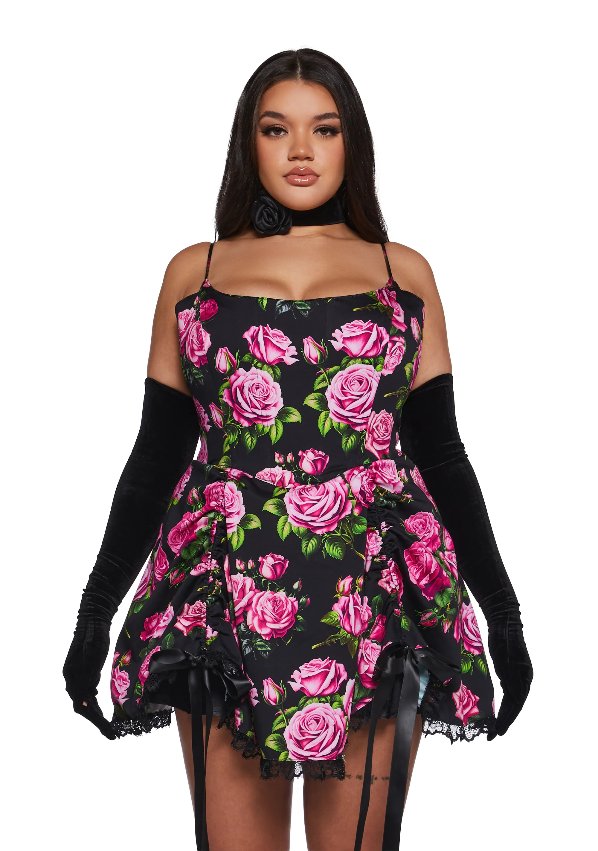 Scandal Sheet Mini Dress - Black Floral - Image 8