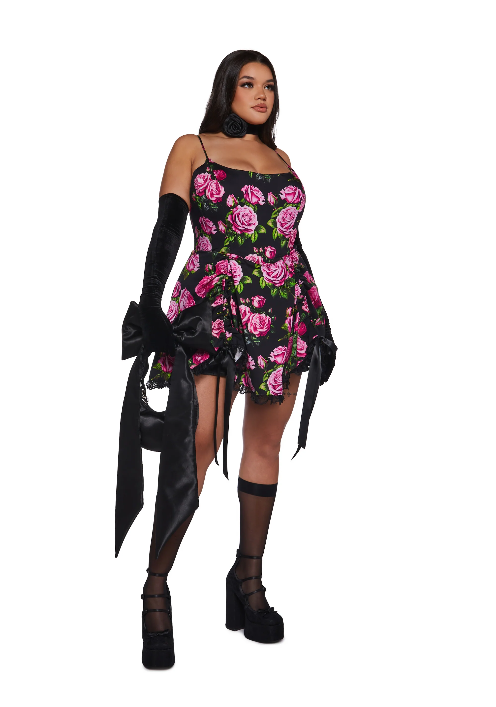 Scandal Sheet Mini Dress - Black Floral - Image 9