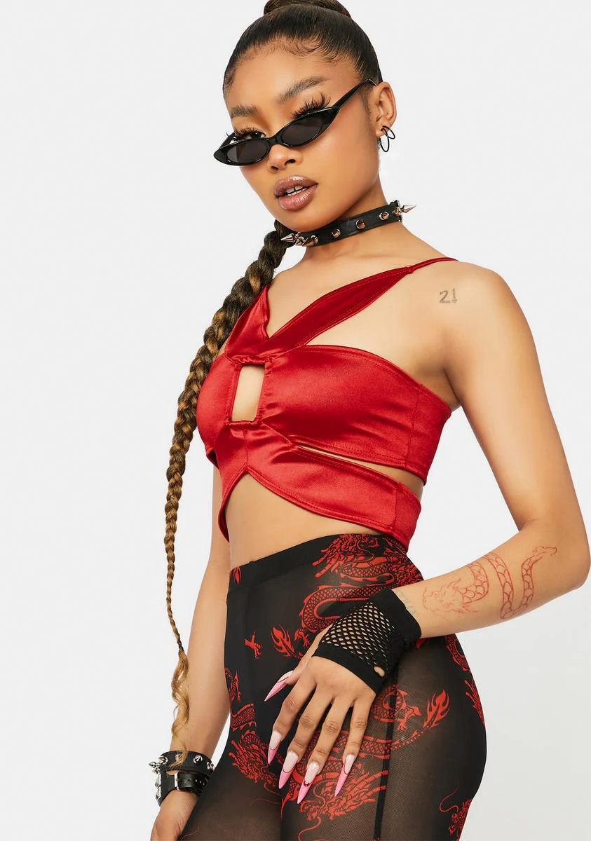 Scarlet Dark Bloom Cutout Crop Top - Image 2