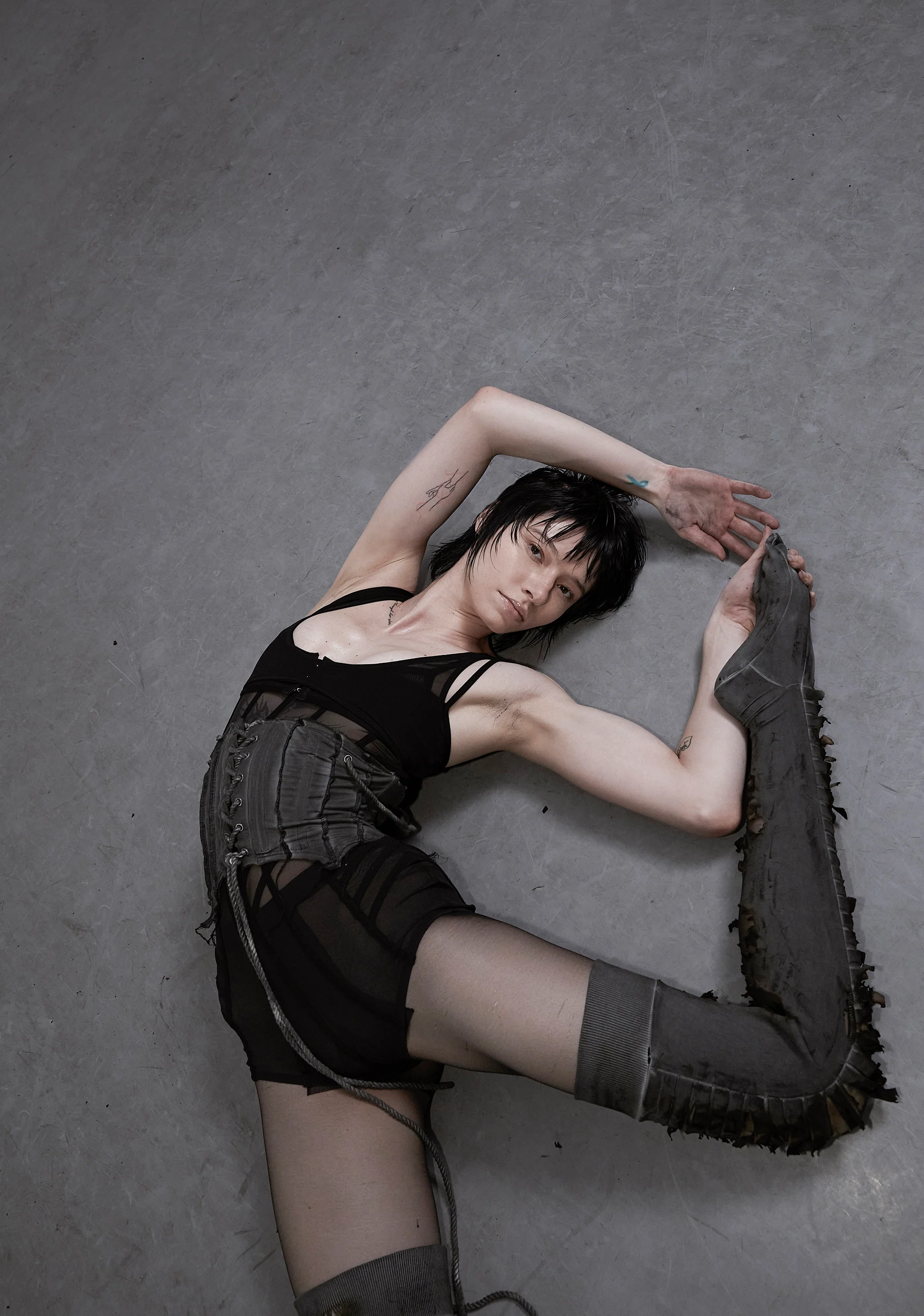 Pitch Washed Corset Top - Black - Image 7