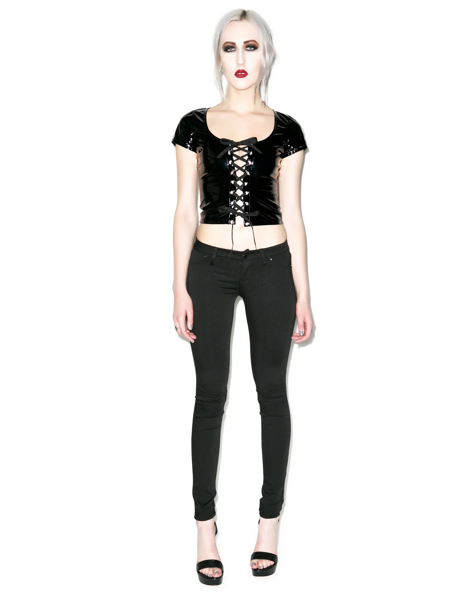 Seductress Vinyl Lace Up Top - Image 11