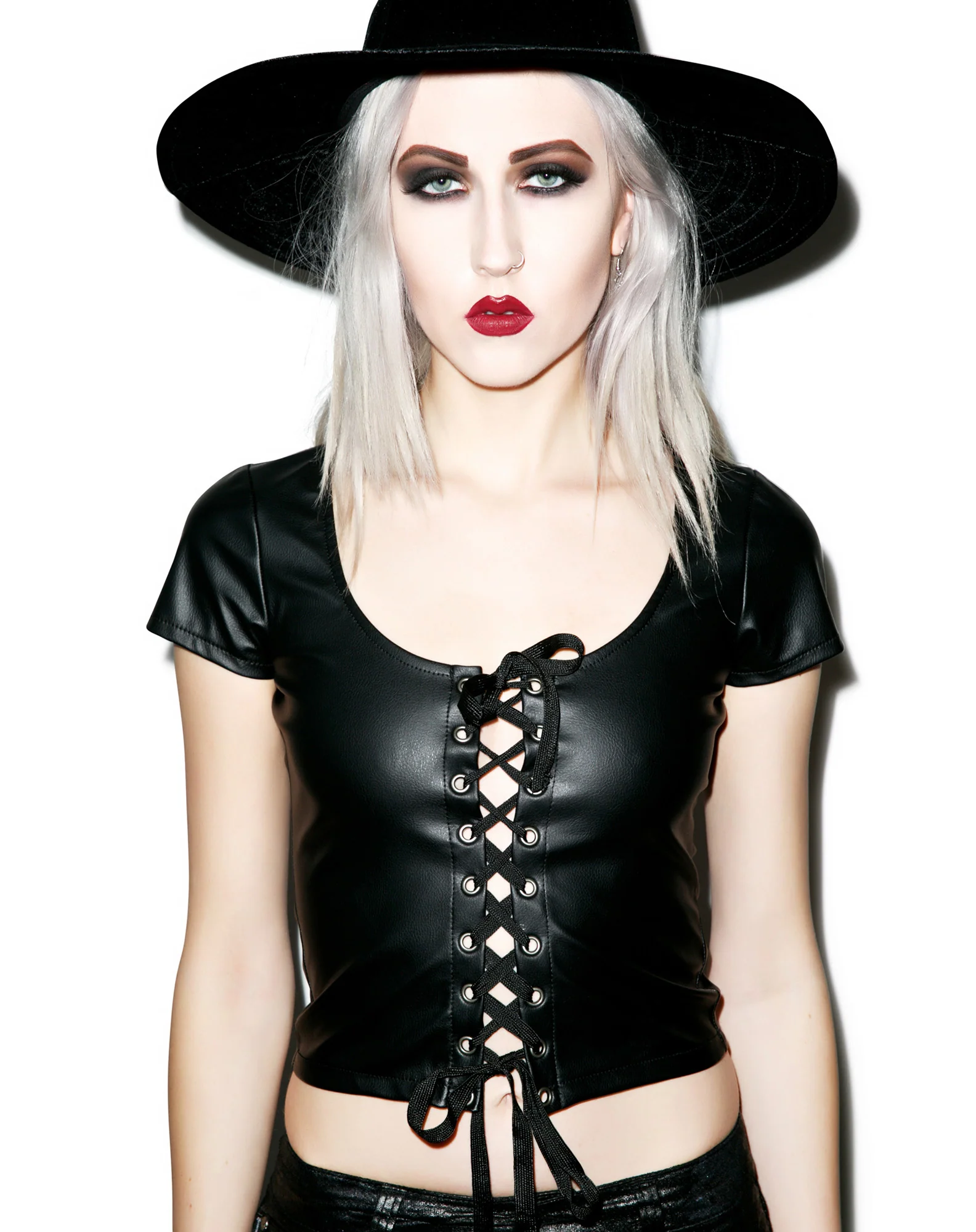 Seductress Vinyl Lace Up Top - Image 2