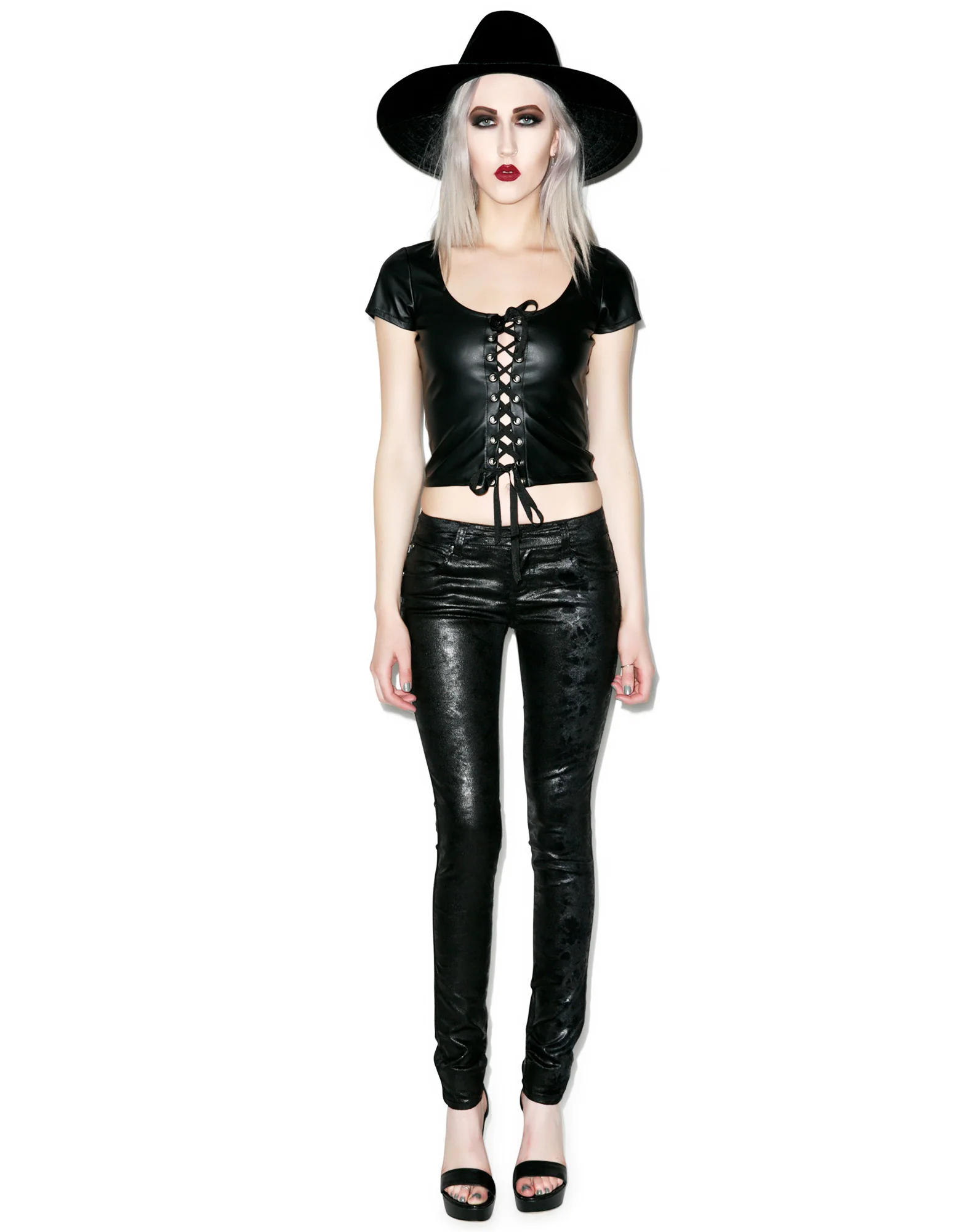 Seductress Vinyl Lace Up Top - Image 3