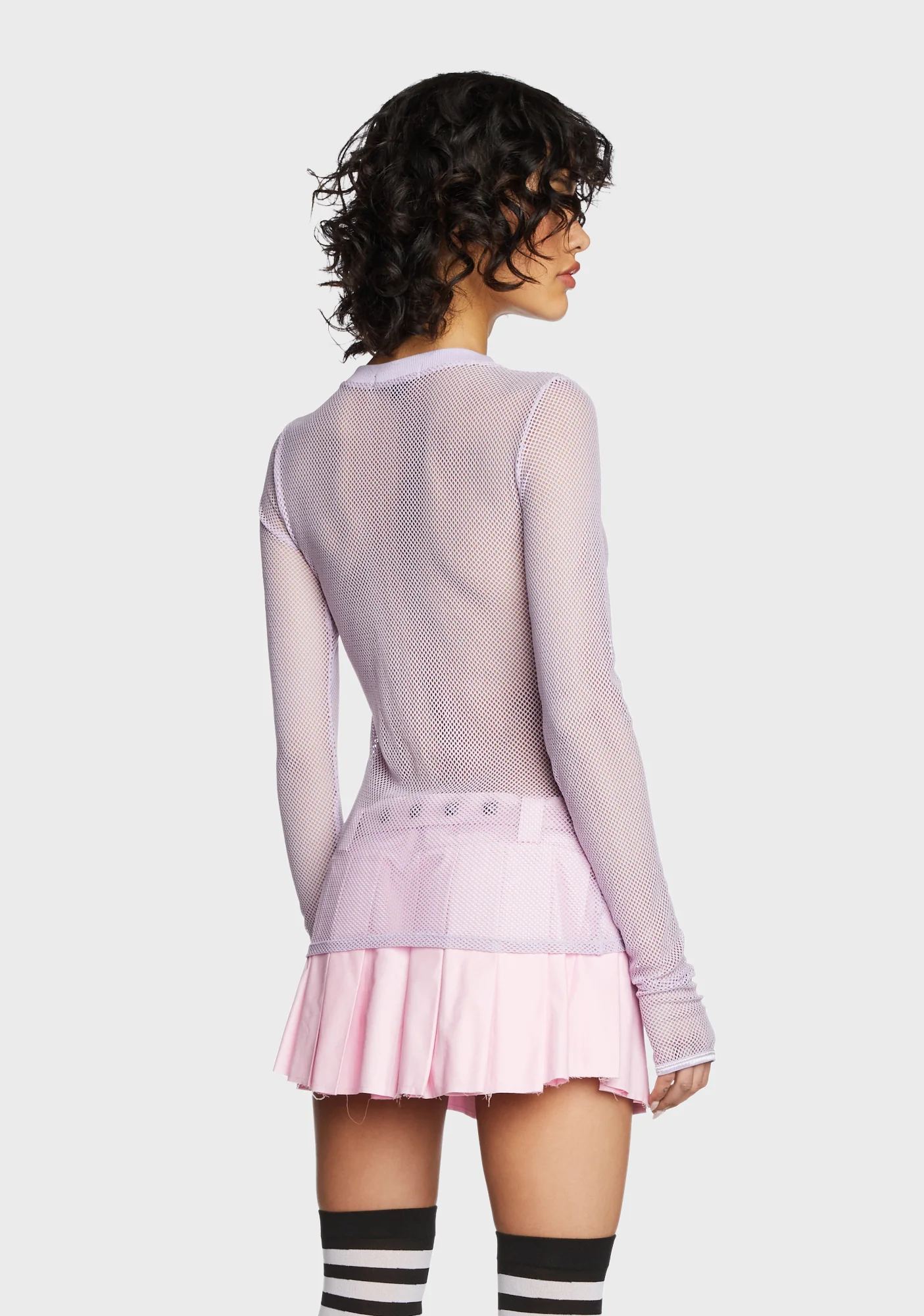 See Thru Me Fishnet Top - Lavender - Image 5