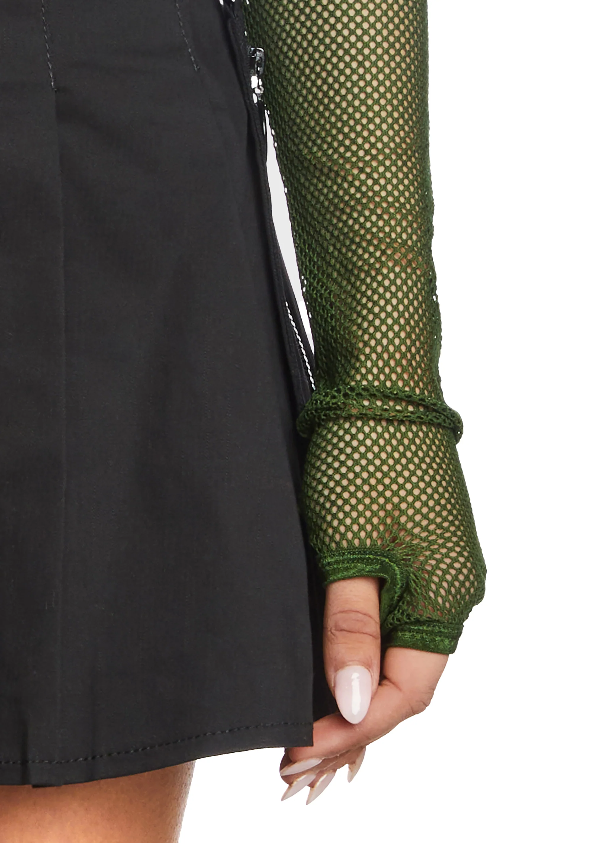 See Thru Me Fishnet Top - Olive - Image 5