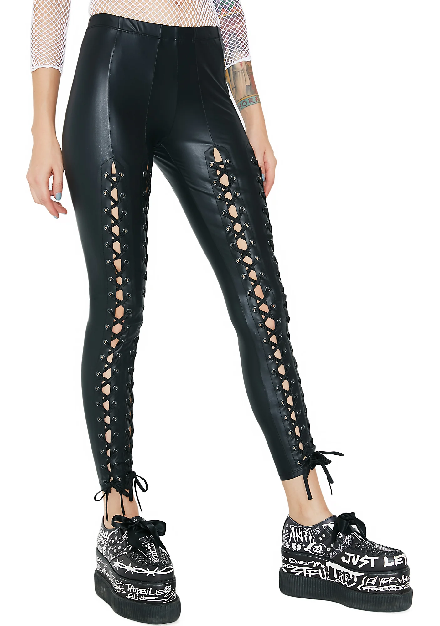 Seeing Double Lace-Up Leggings - Image 3