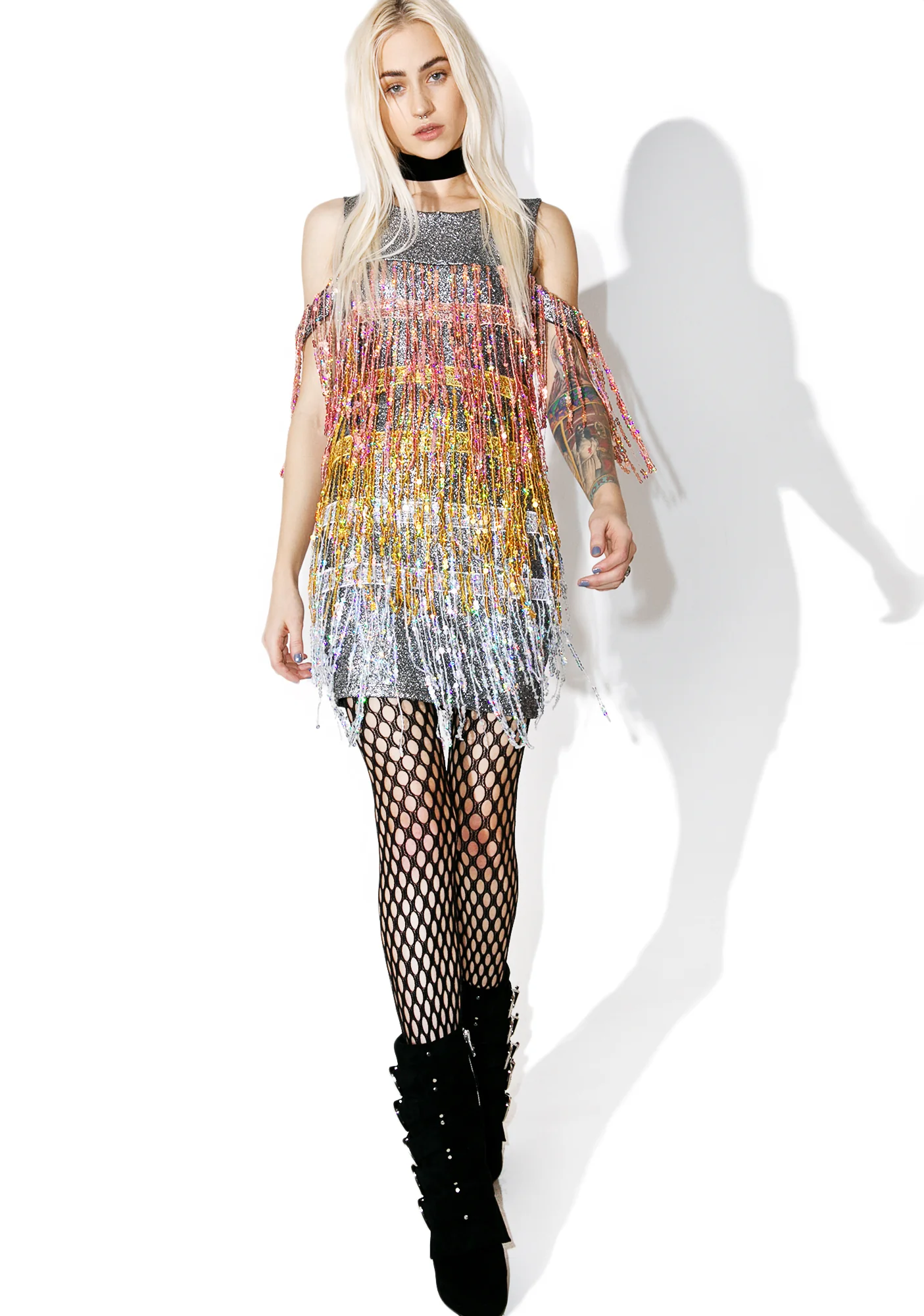 Sequin Fringe Mini Dress - Image 5
