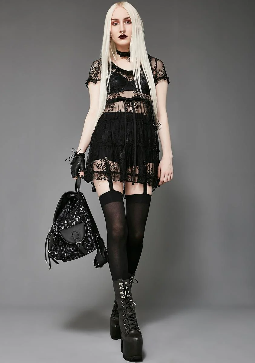 Shadow Kiss Lace Babydoll Dress - Image 5