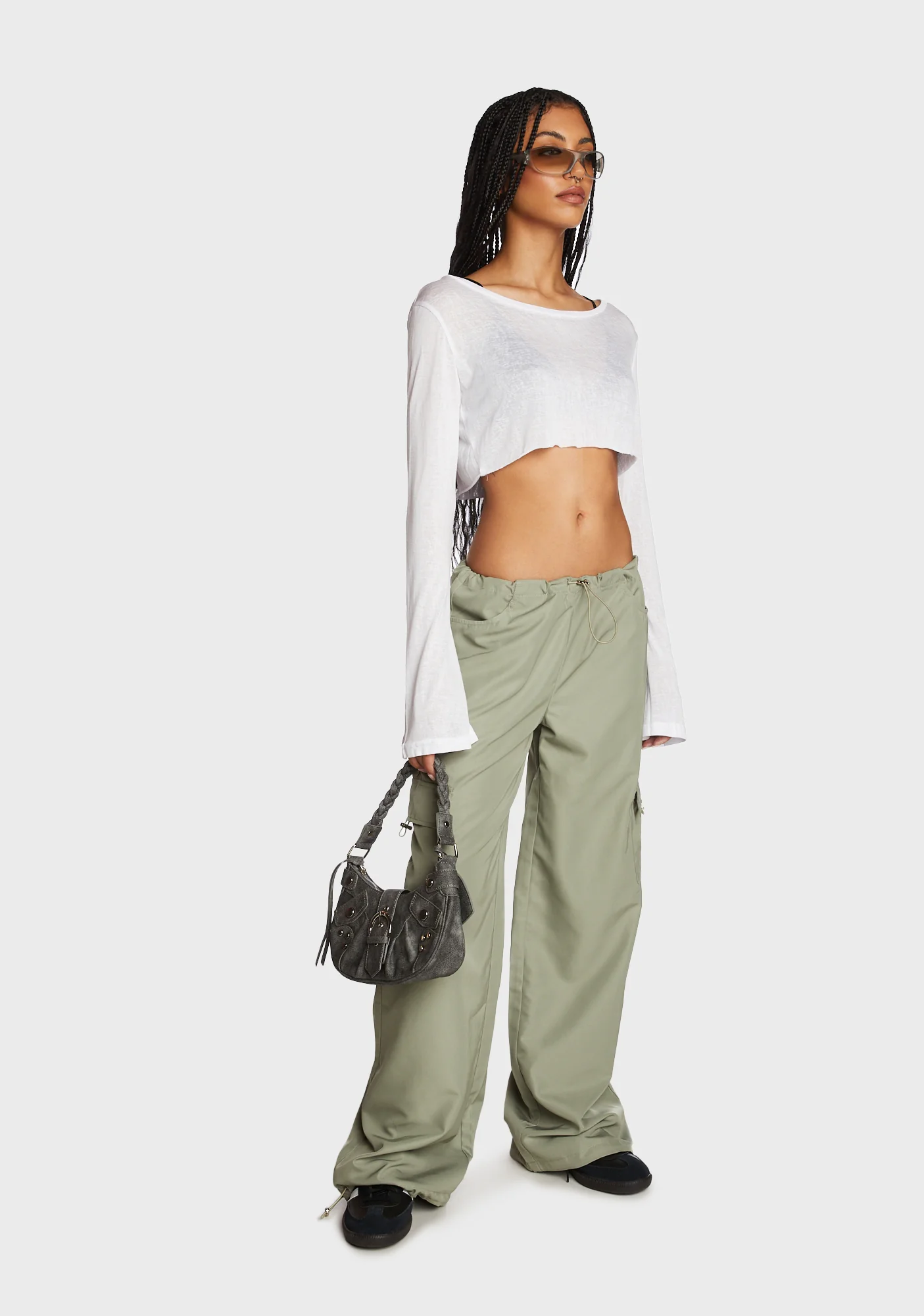 Sheer Raw Hem Crop Top - White - Image 2