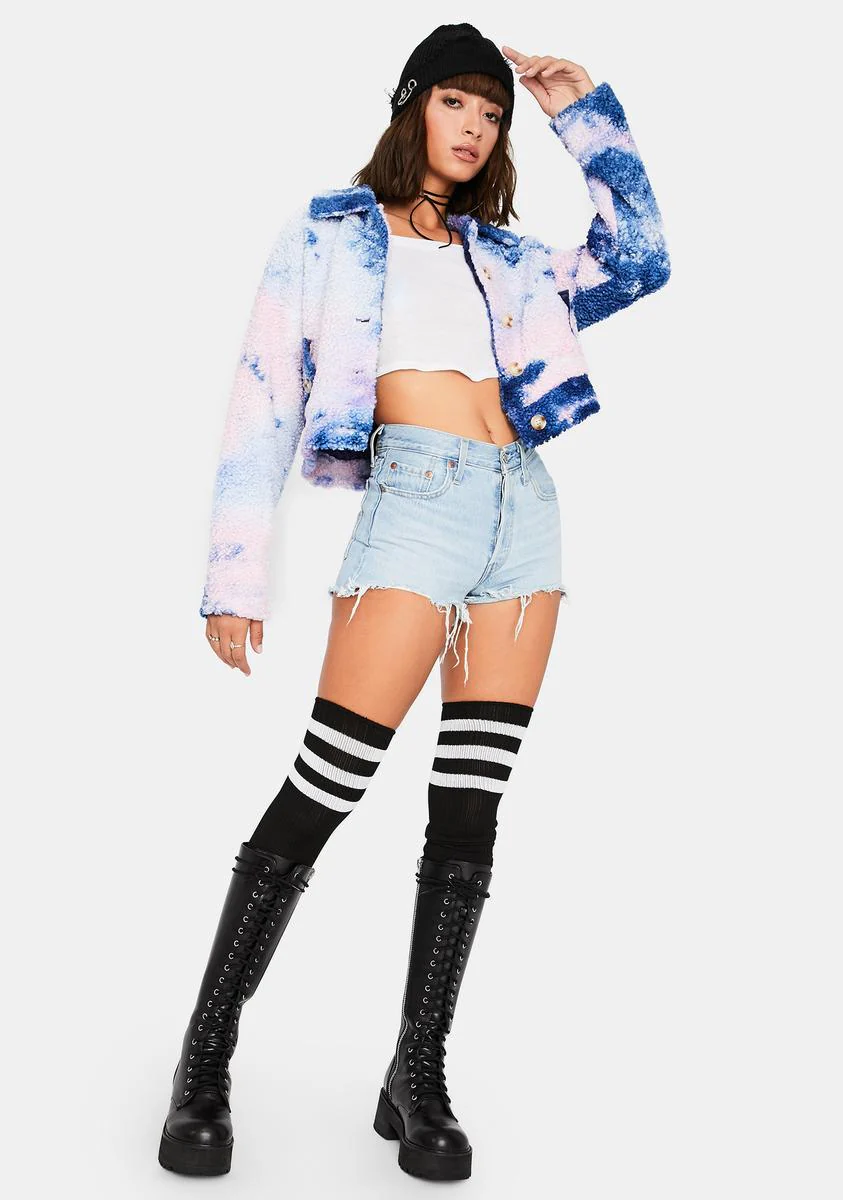 Sherbet All Bundled Up Tie Dye Sherpa Jacket - Image 3