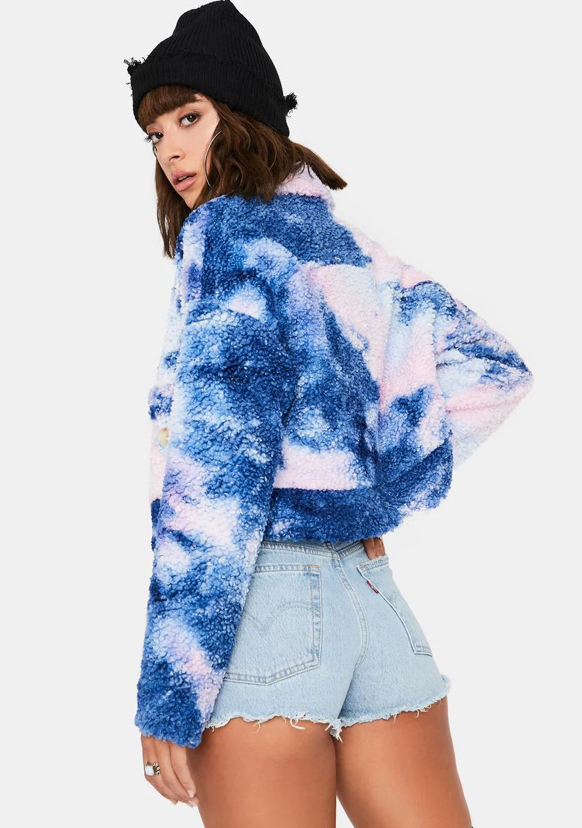 Sherbet All Bundled Up Tie Dye Sherpa Jacket - Image 4