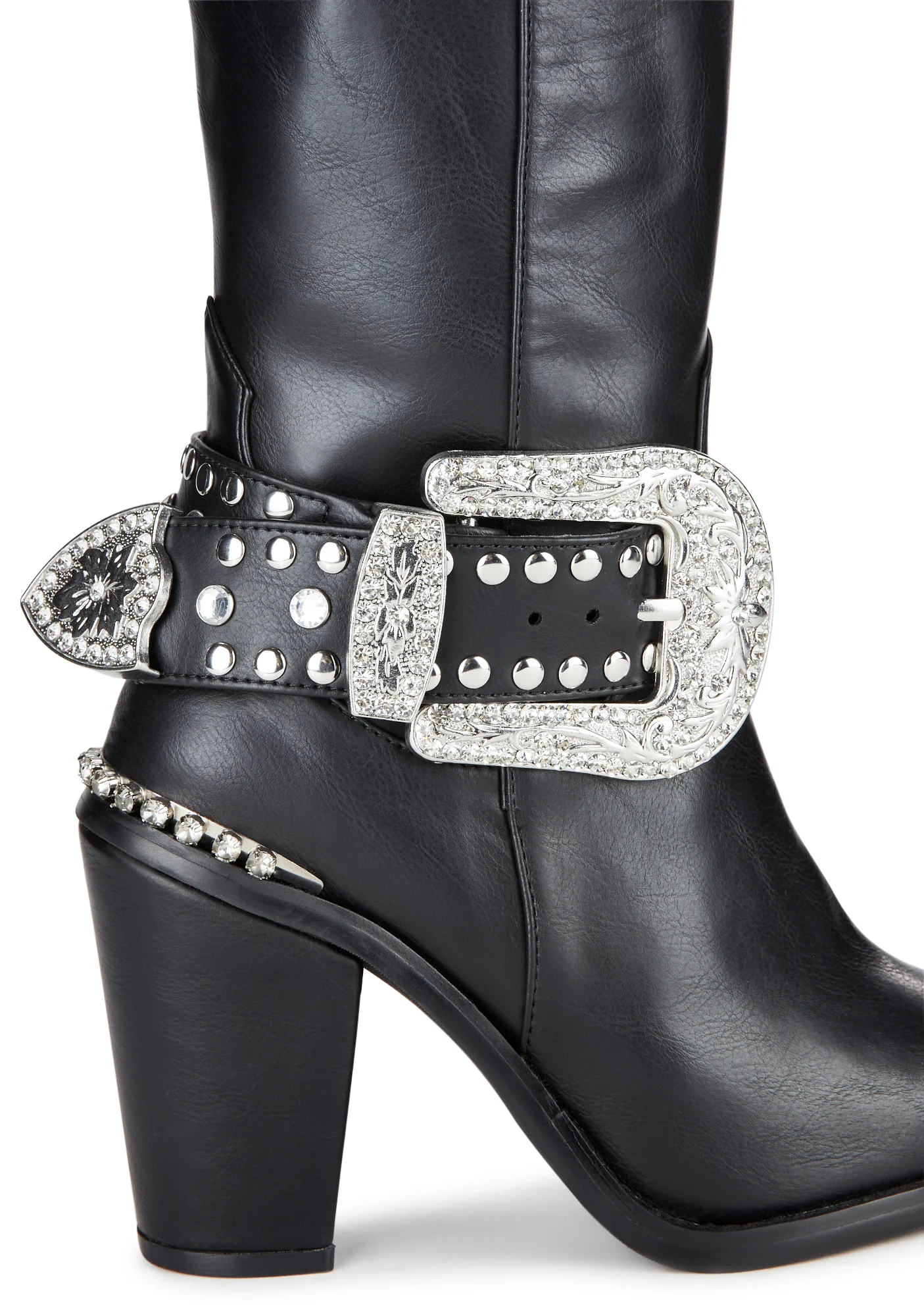 Sharp Sheriff Shine Knee High Boots - Black - Image 2