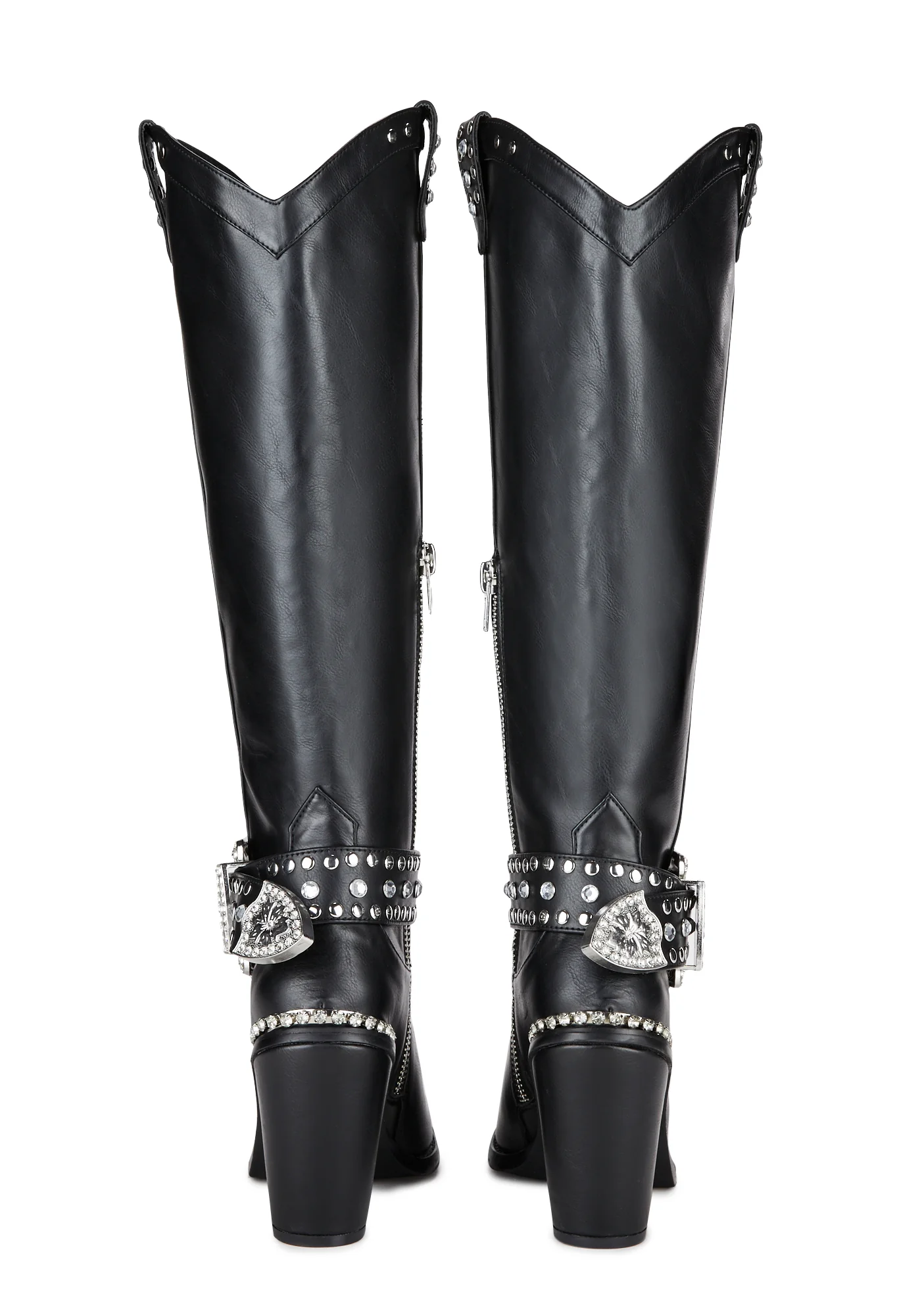 Sharp Sheriff Shine Knee High Boots - Black - Image 4