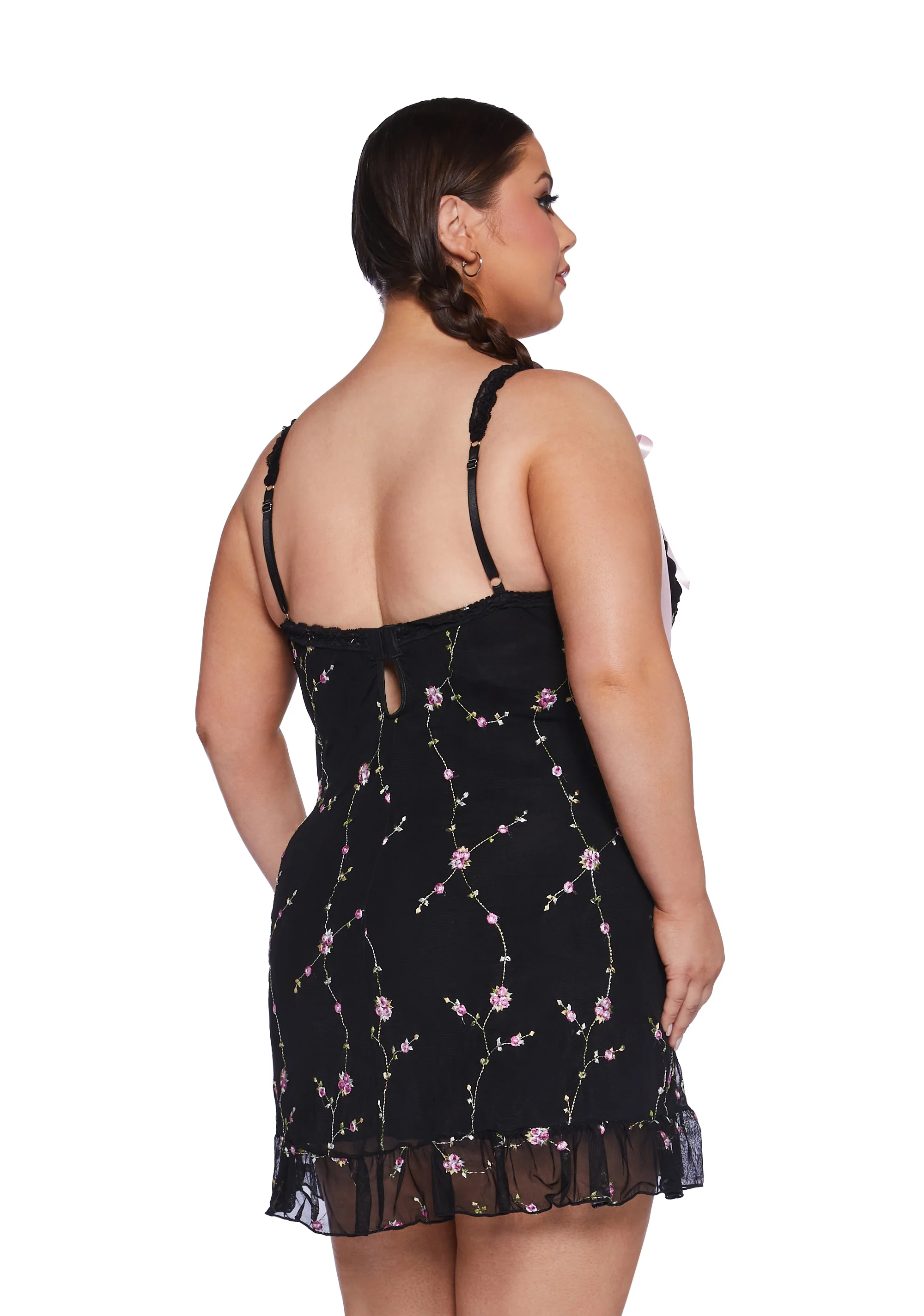 Plus I'm Baby Mini Slip Dress - Black - Image 4