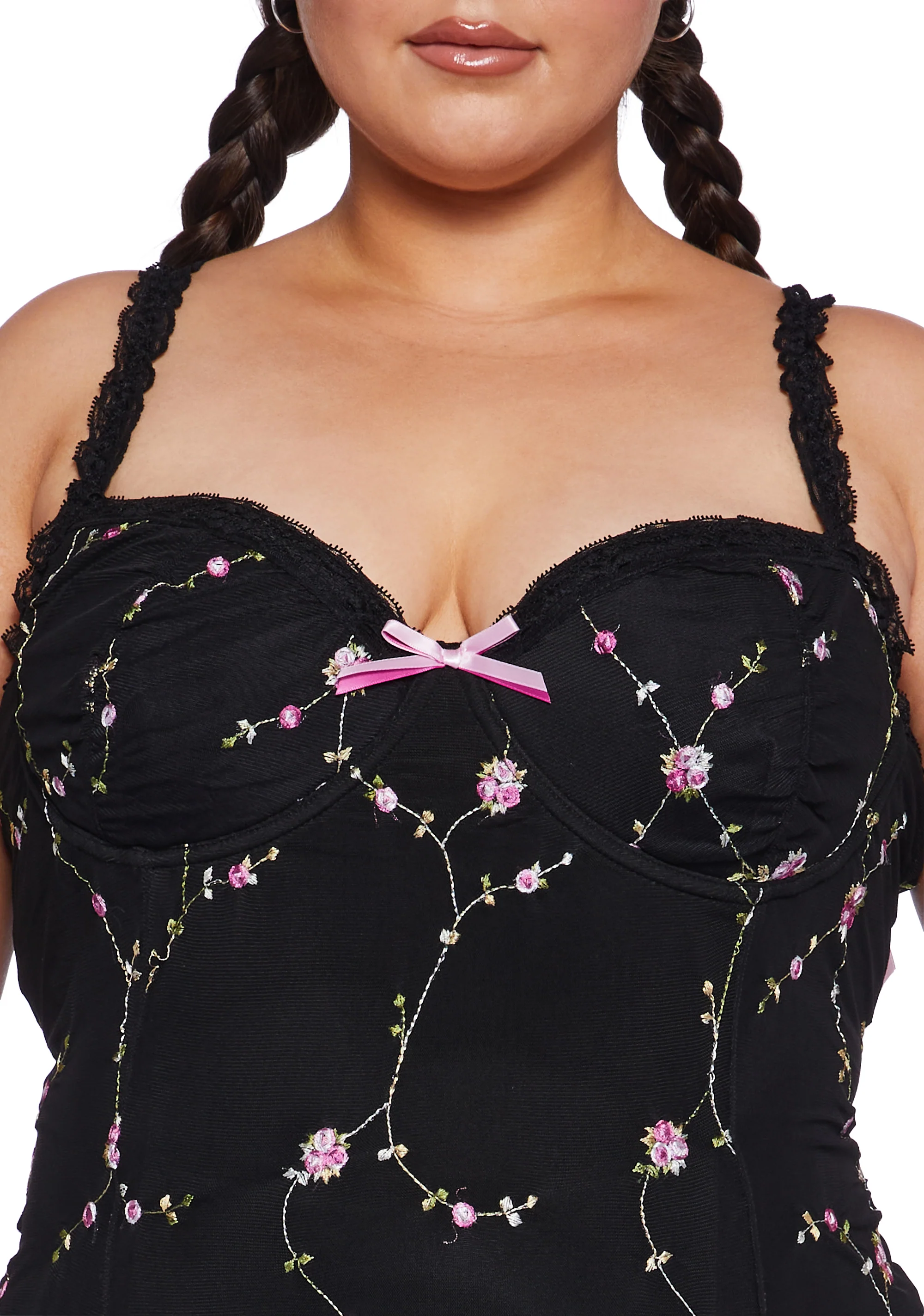 Plus I'm Baby Mini Slip Dress - Black - Image 5