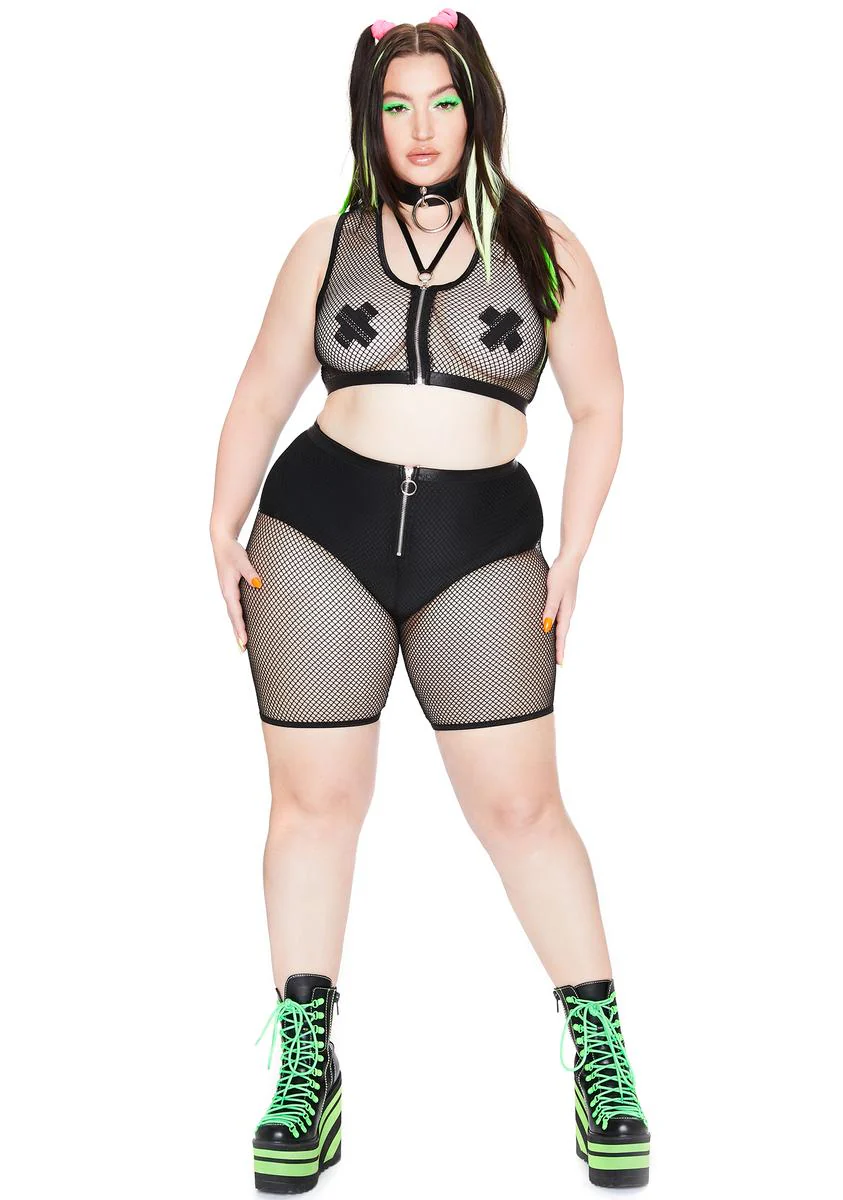 She's Techno Sexual Fishnet Biker Shorts - Image 3
