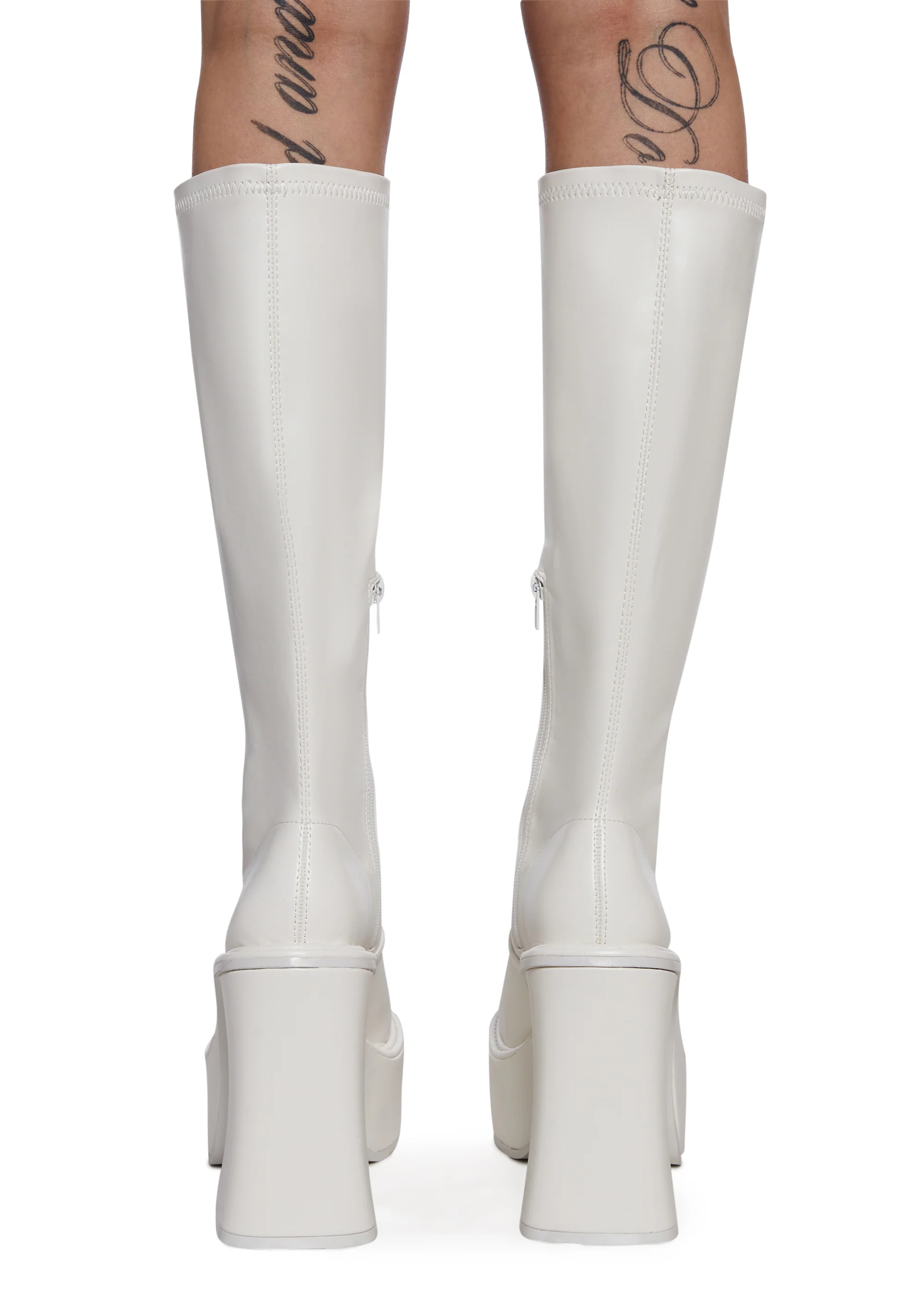 Short And Sweet Knee High Boots - White - Image 4