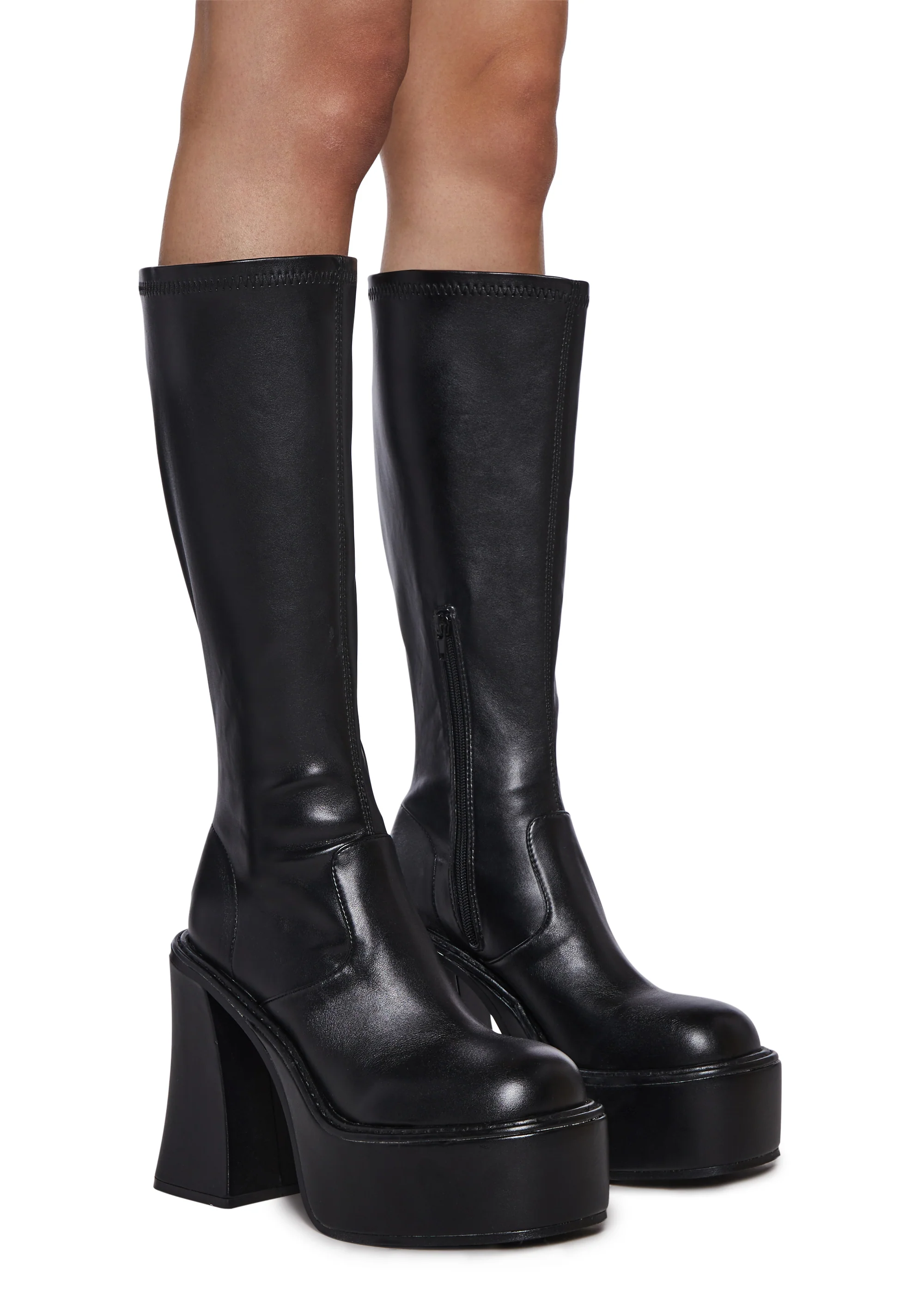 Short And Sweet Knee High Boots - Black - Image 3