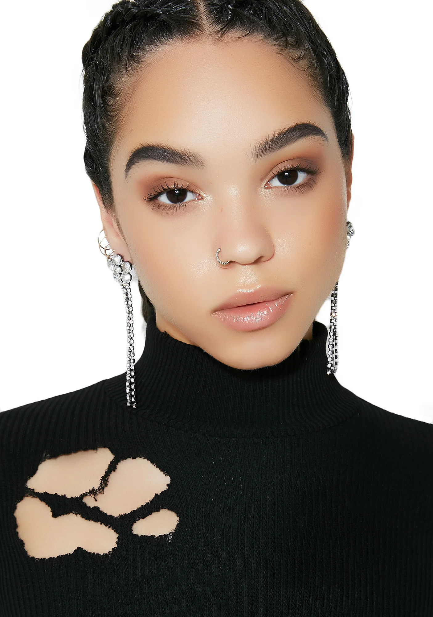 Showin’ Off Rhinestone Flower Fringe Earrings - Image 4