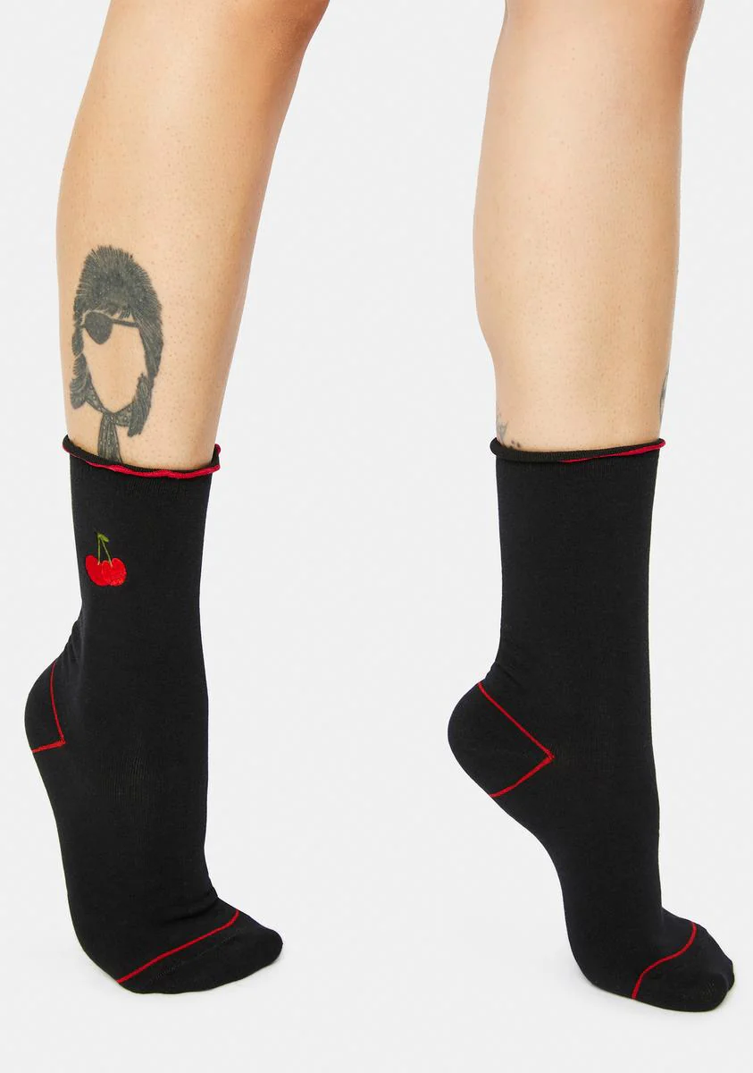 Sickly Sweet Cherry Crew Socks - Image 2