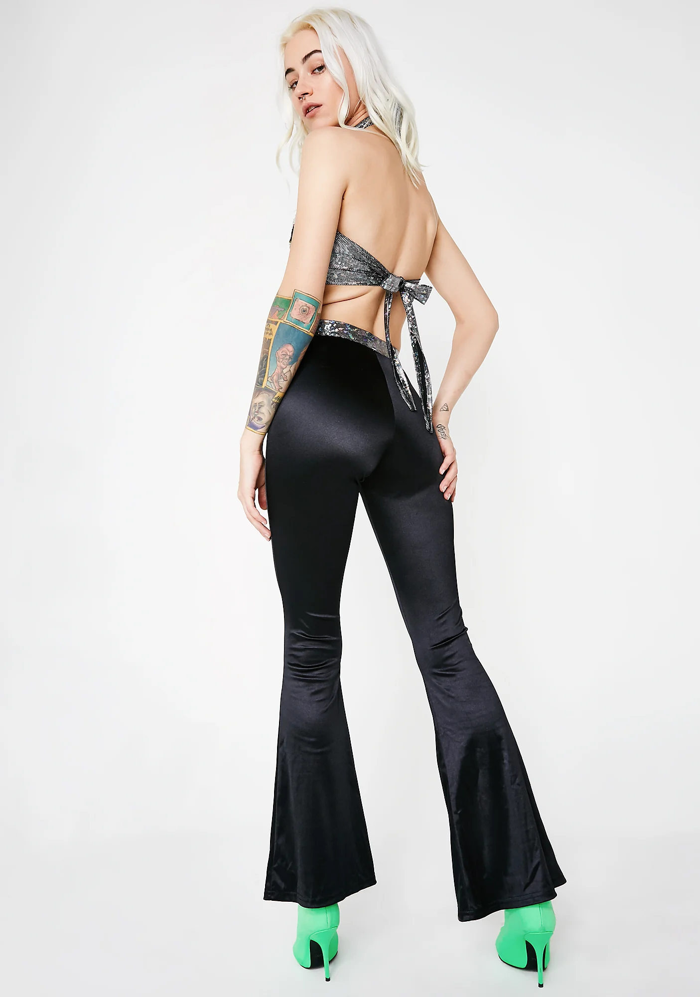 Silver Hologram Waist Wide Leg Pants - Image 4
