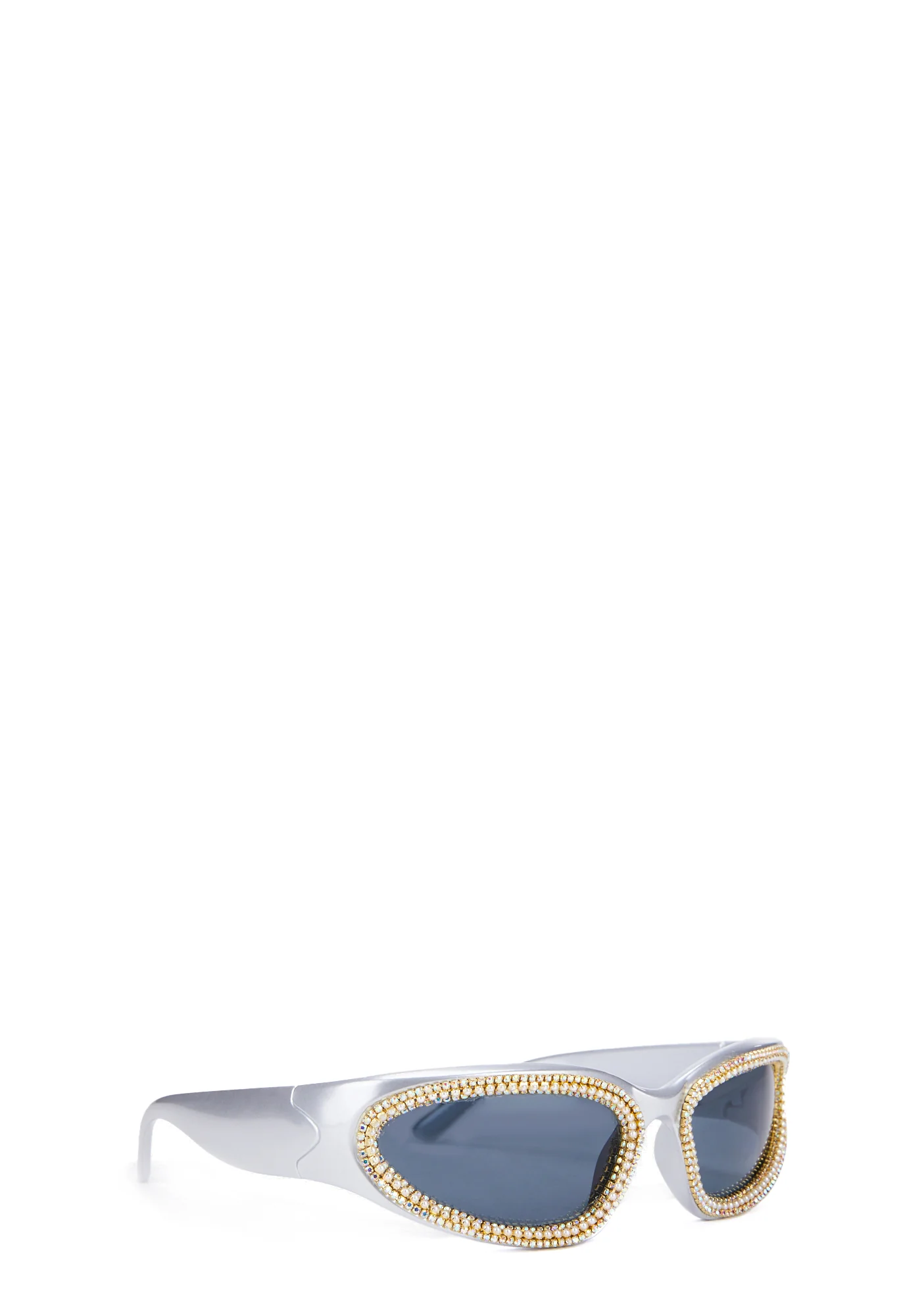 Speed Past You Rhinestone Sunglasses - Silver - Image 3