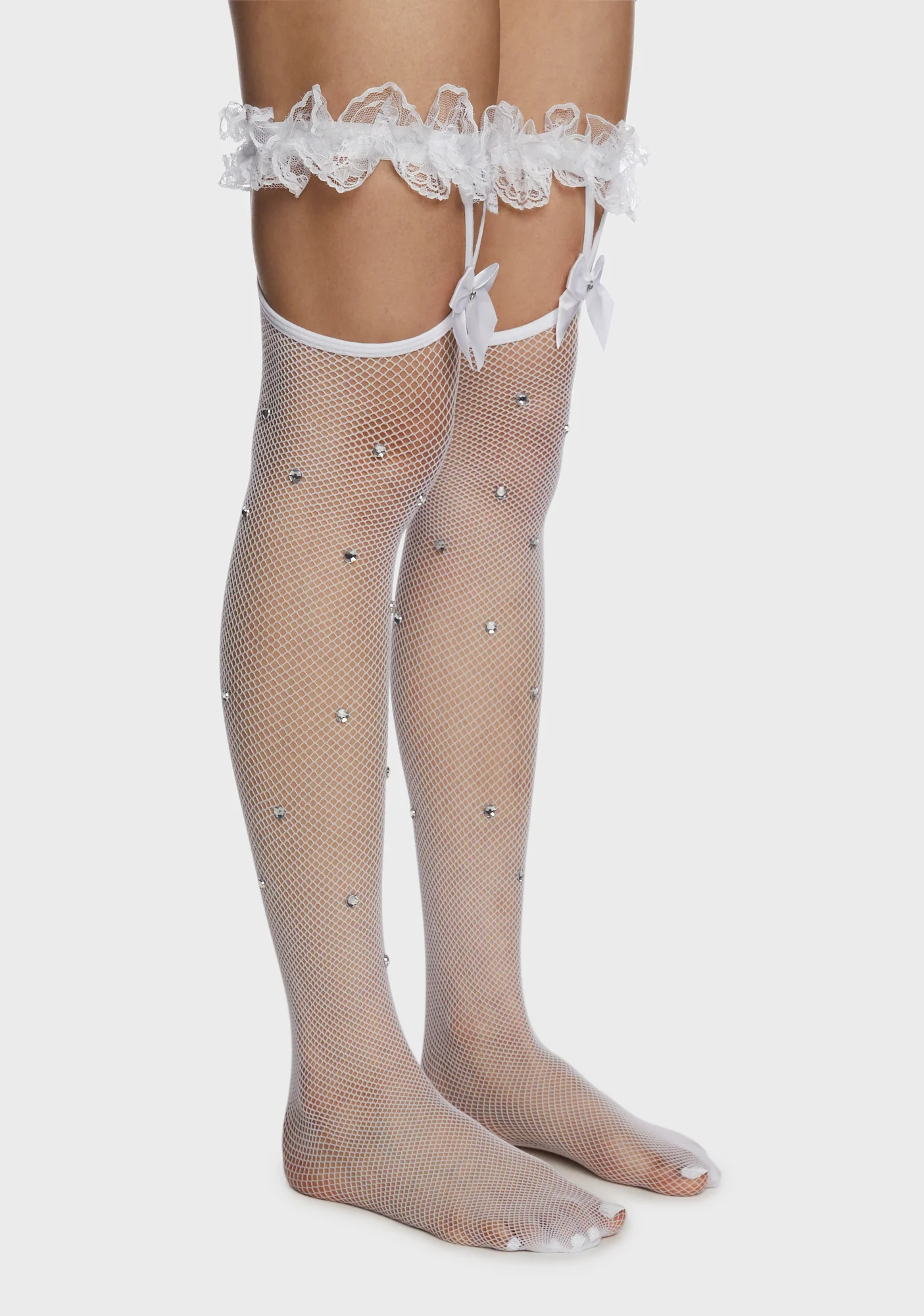 Sinfully Sweet Fishnet Stockings - White - Image 2