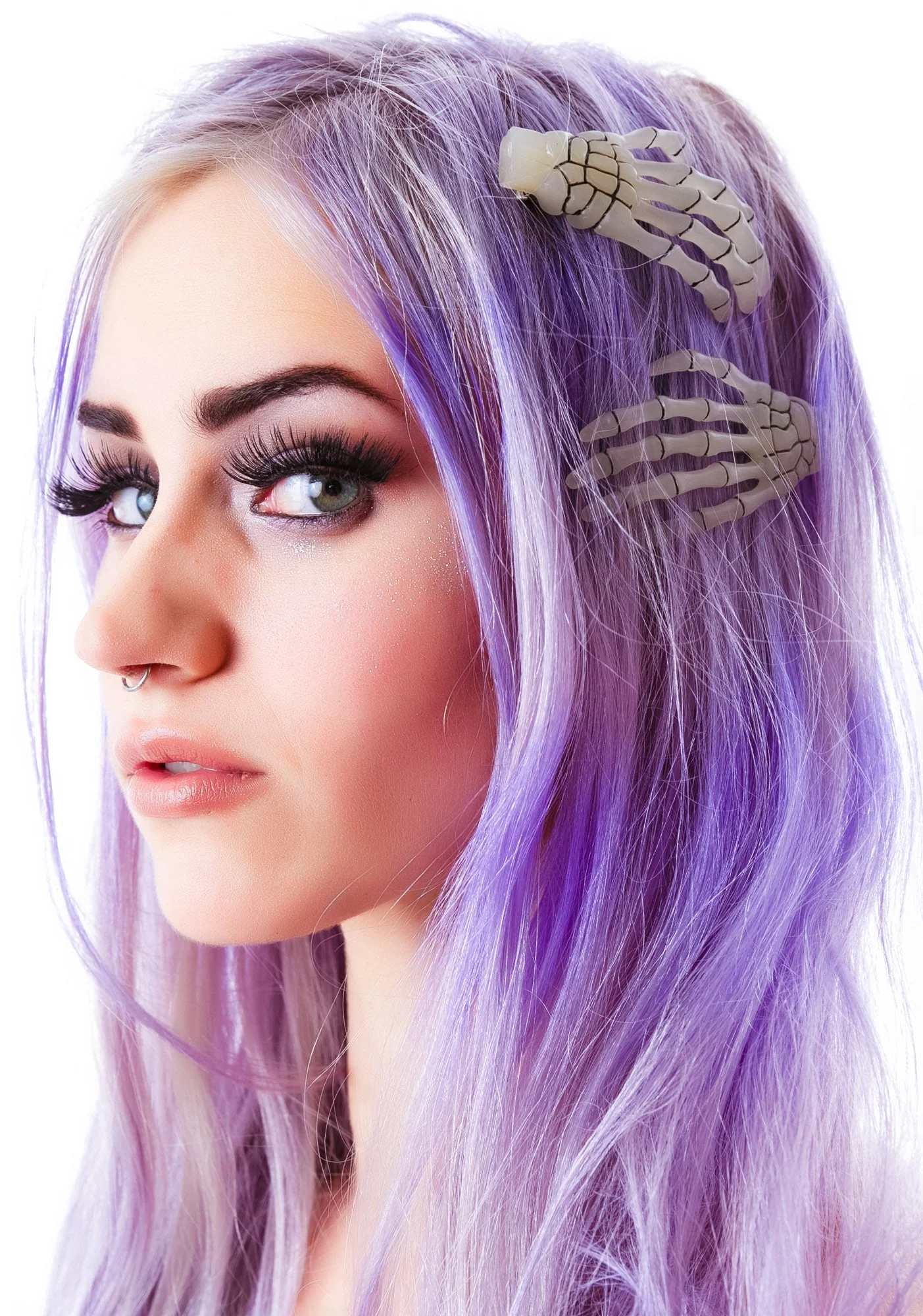 Skeleton Bone Hands Hair Slides - Pink - Image 15