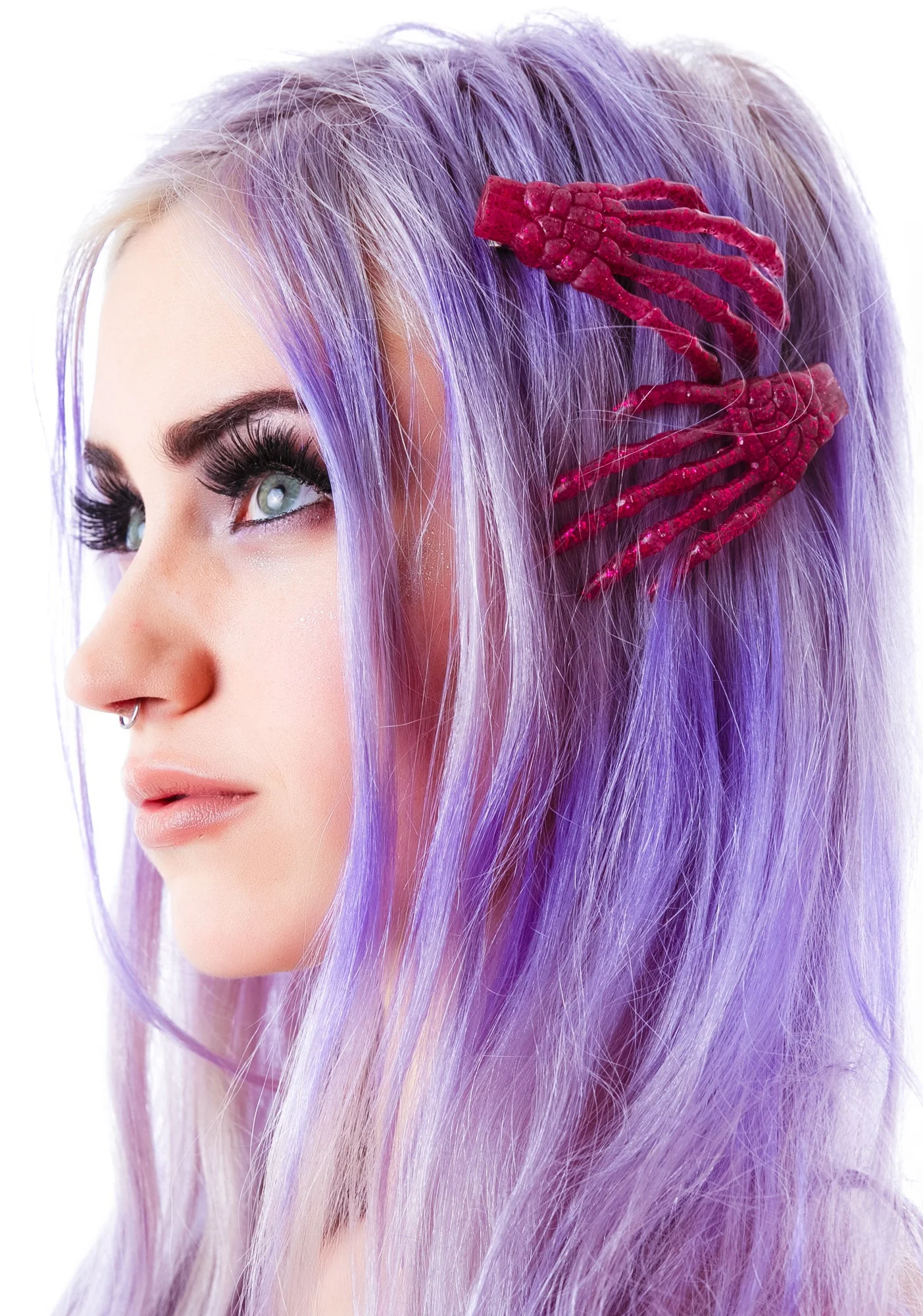 Skeleton Bone Hands Hair Slides - Pink - Image 26