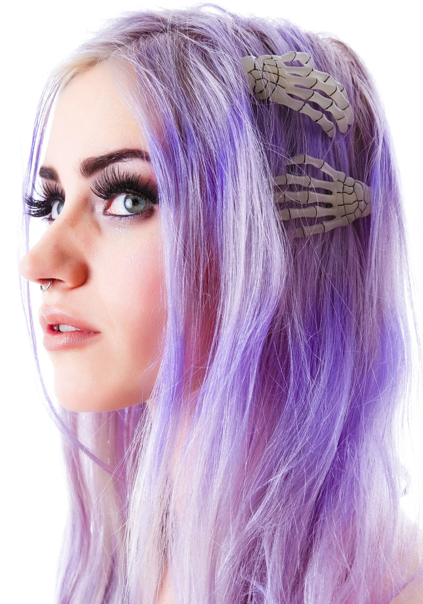 Skeleton Bone Hands Hair Slides - Blue - Image 14