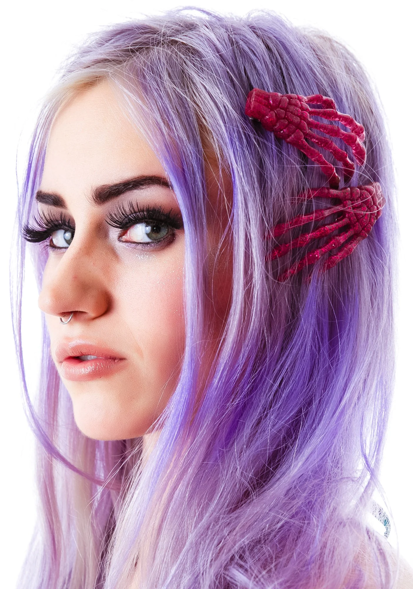 Skeleton Bone Hands Hair Slides - Blue - Image 21