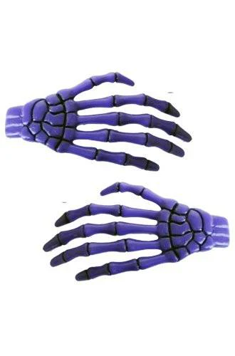 Skeleton Bone Hands Hair Slides - Blue - Image 3