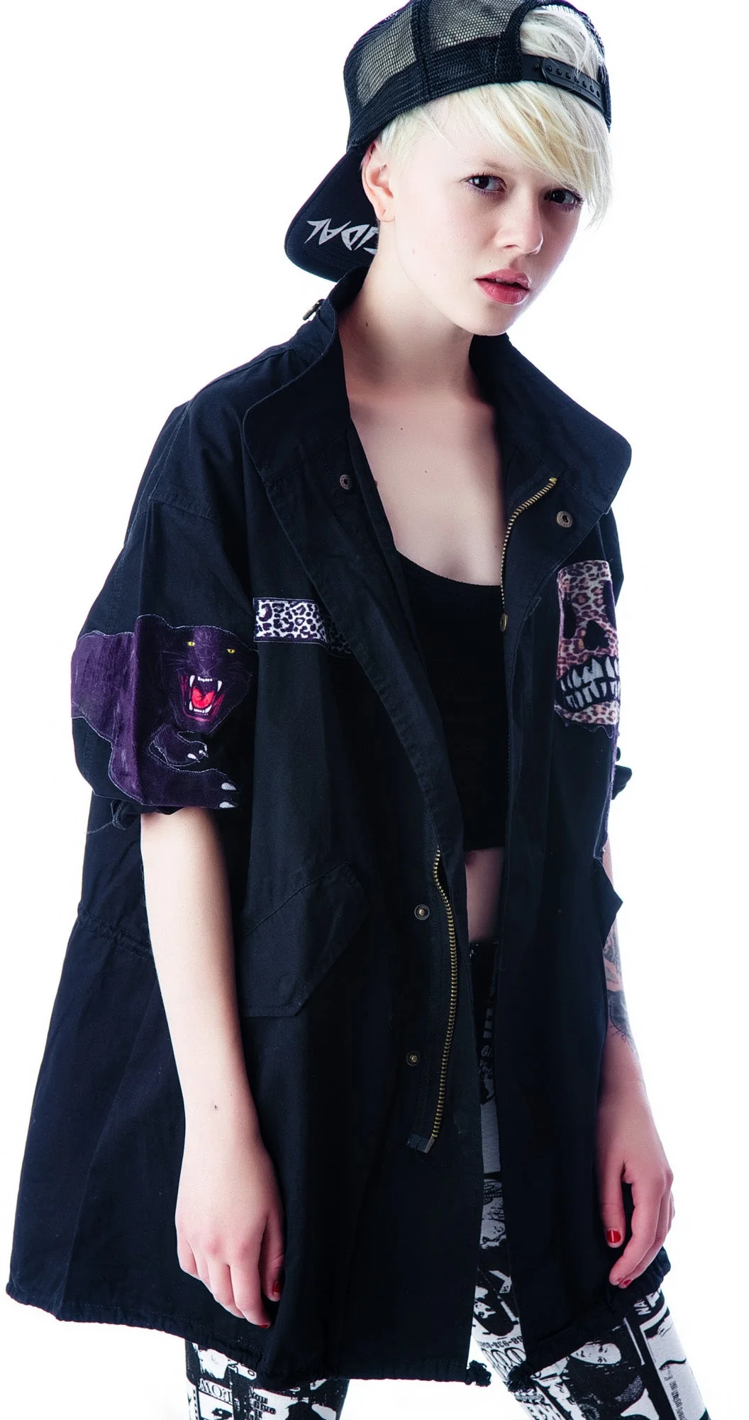 Skull Rocker Military Surplus Jacket - Black - Image 7