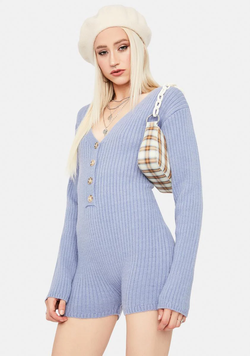 Sky Chill Takeover Knit Ribbed Romper - Image 2