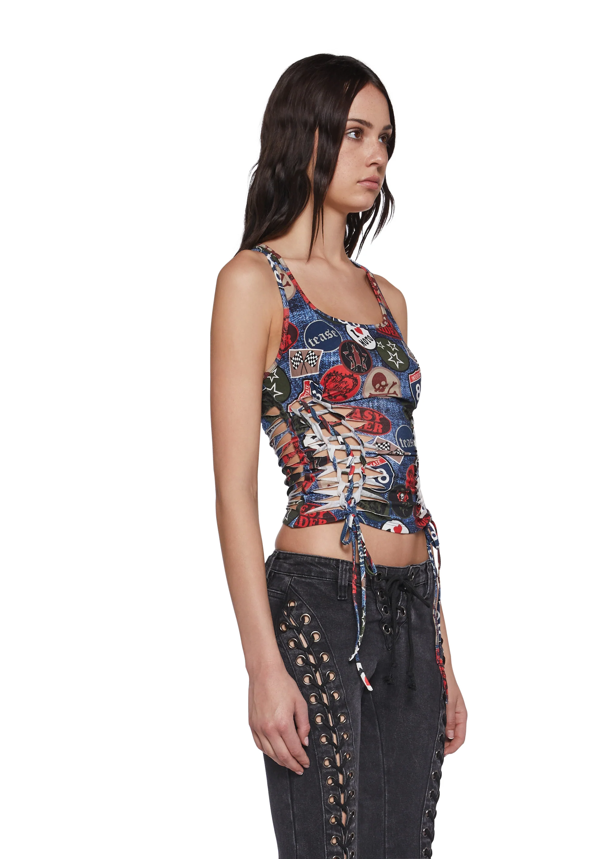 Sightseeing Slashed Tank Top - Multi - Image 3