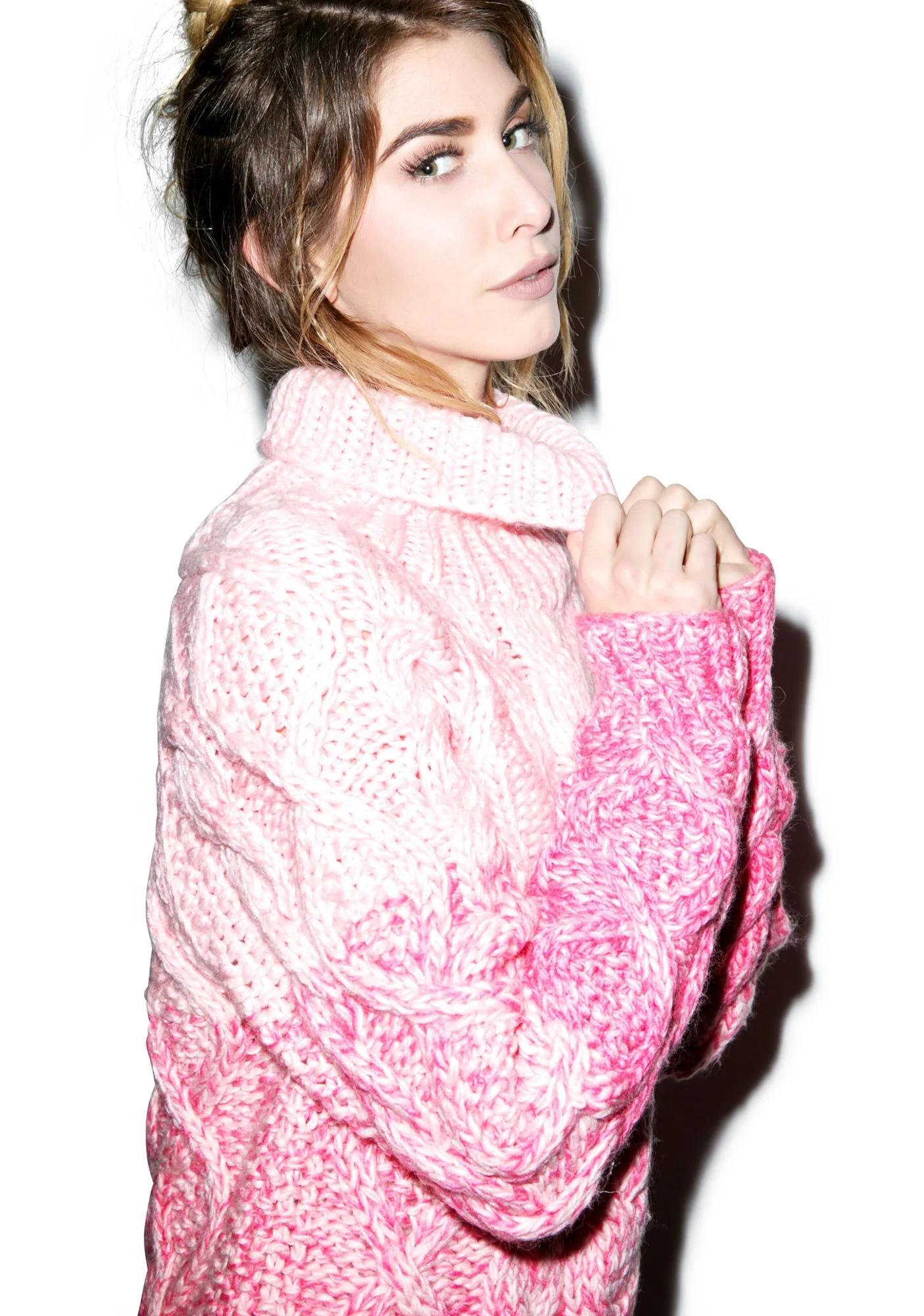 Slow Yer Roll-Neck Jumper - Pink - Image 10