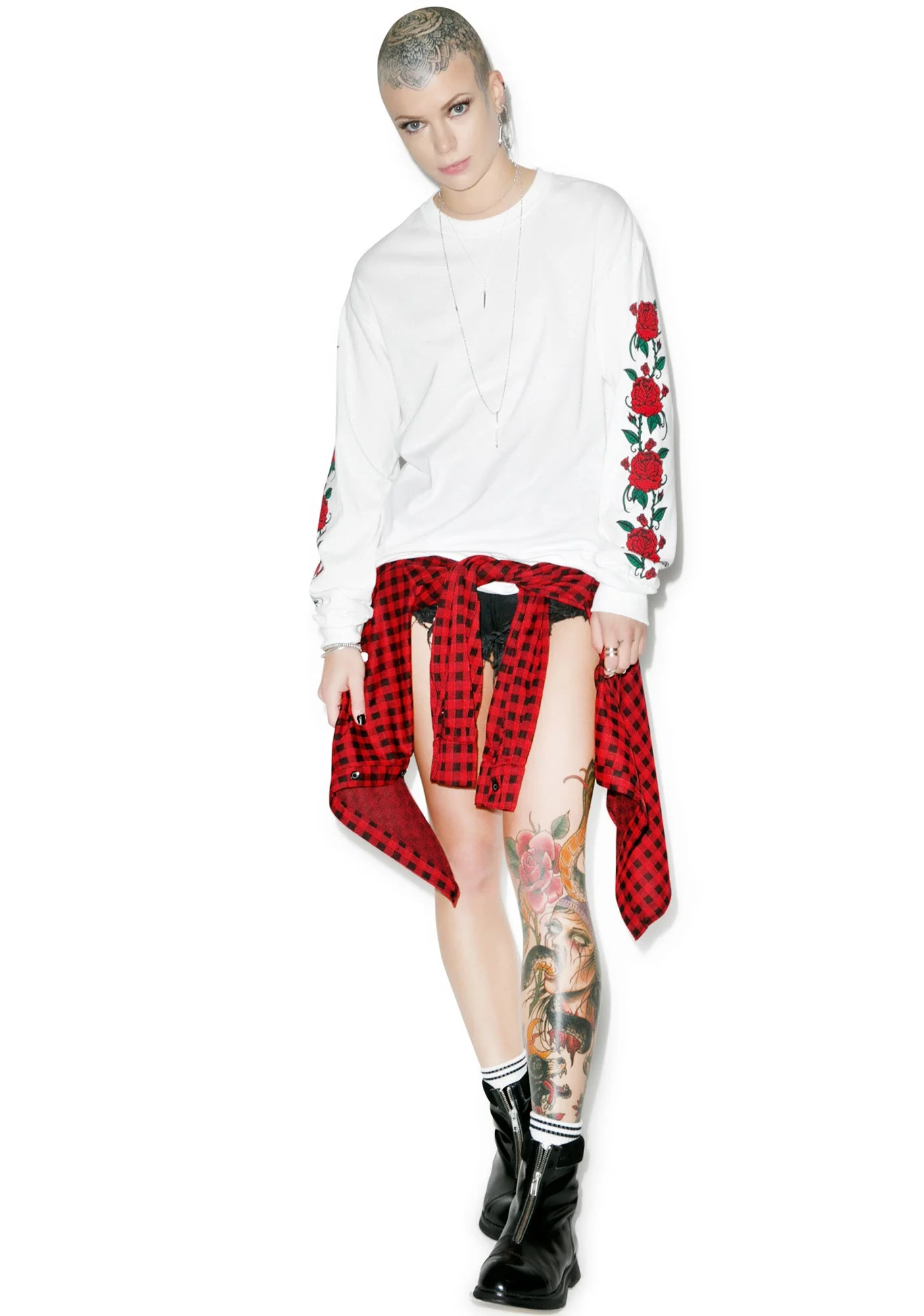 Smell The Roses Long Sleeve Tee - Light Pink - Image 5