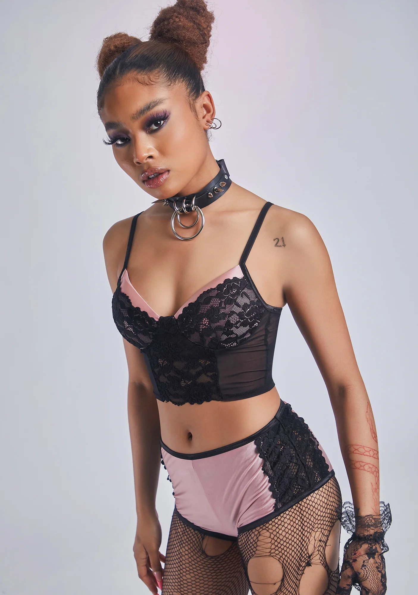 Sneaky Pleasures Lace Satin Corset Set - Image 2
