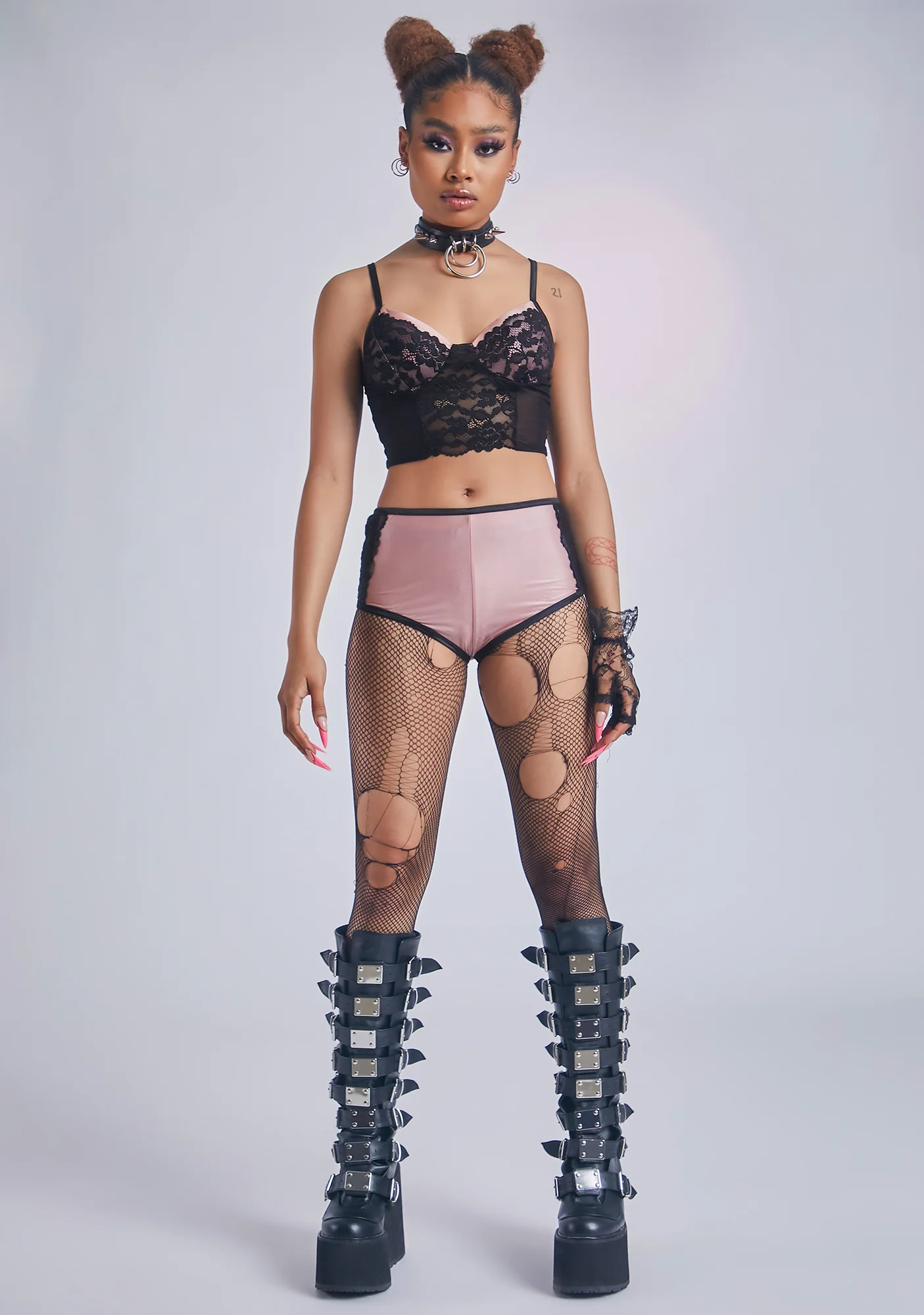 Sneaky Pleasures Lace Satin Corset Set - Image 3