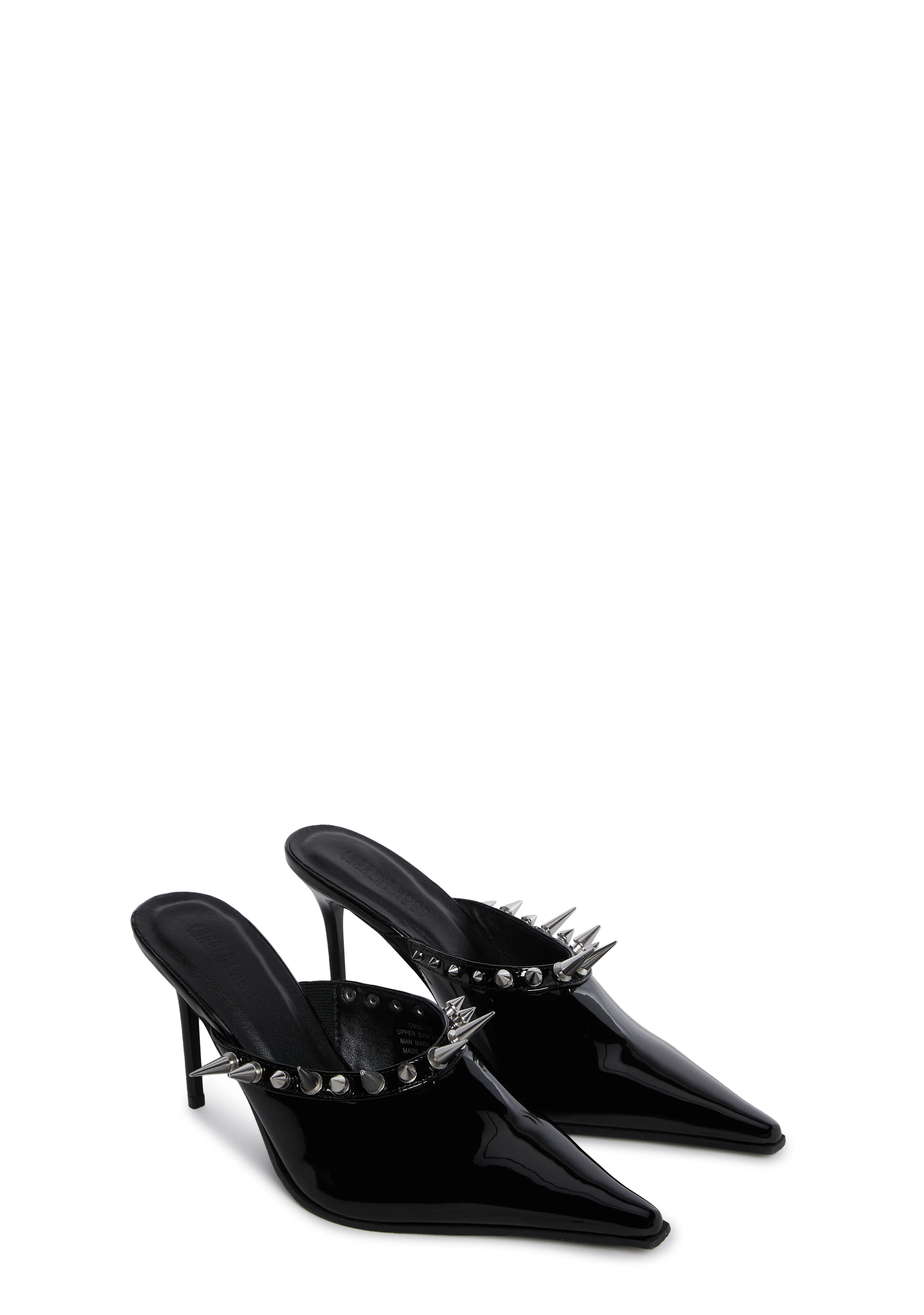 On Your Toes Spiked Mules - Black - Image 3