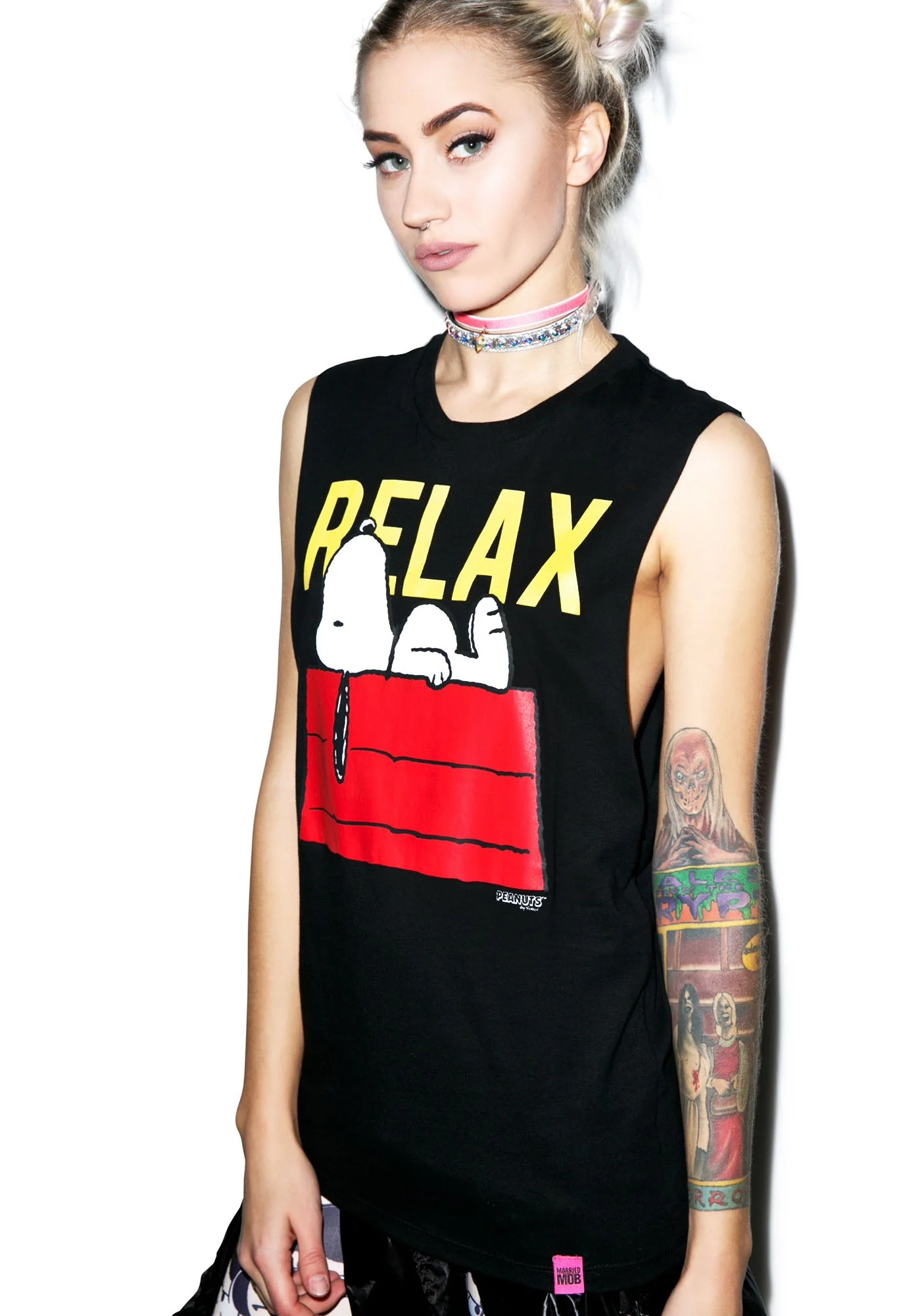 Snoopy Relax Muscle Tee - Black - Image 6